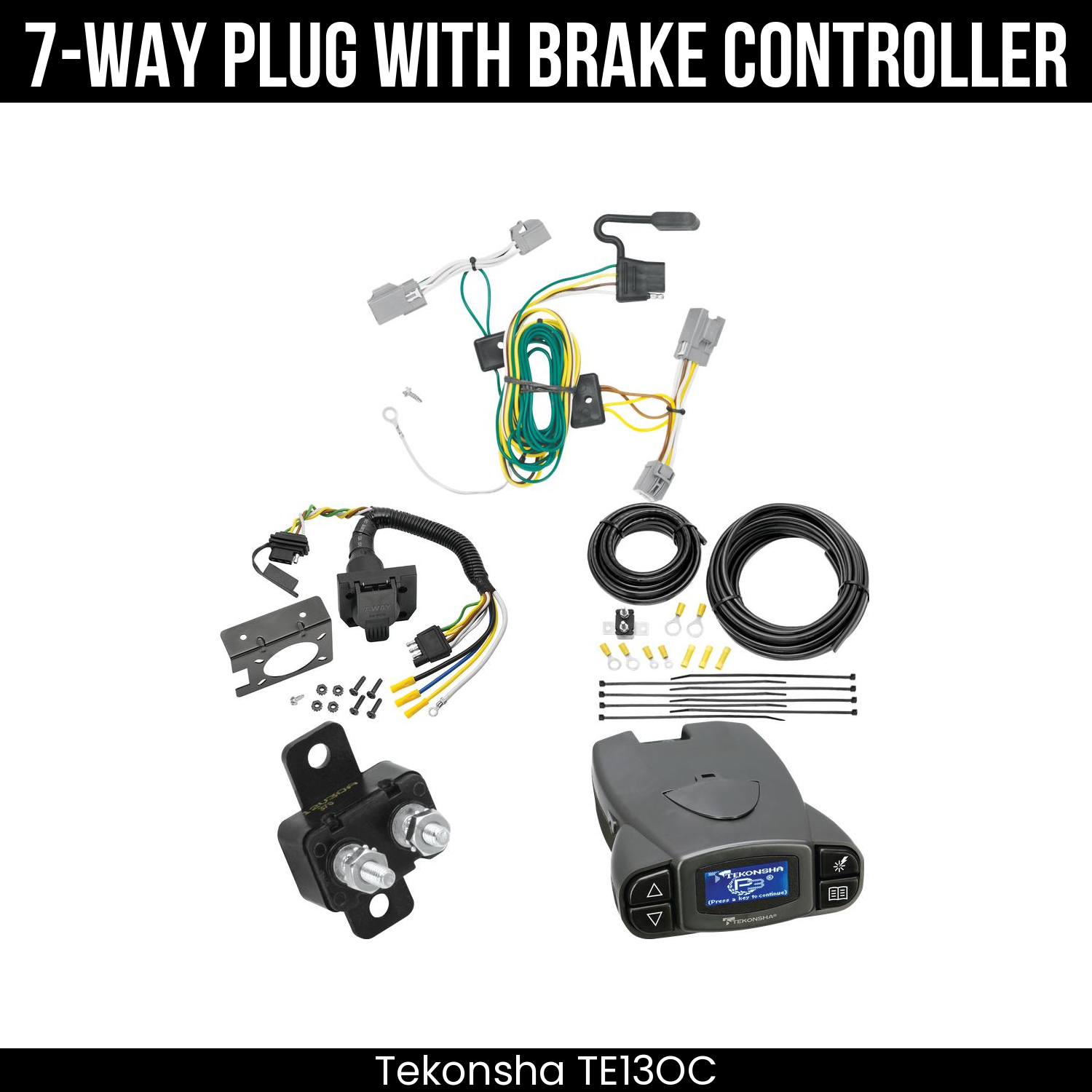 Trailer Wiring 7-Way Plug w/ Bracket , Tekonsha Prodigy P3 Brake Control