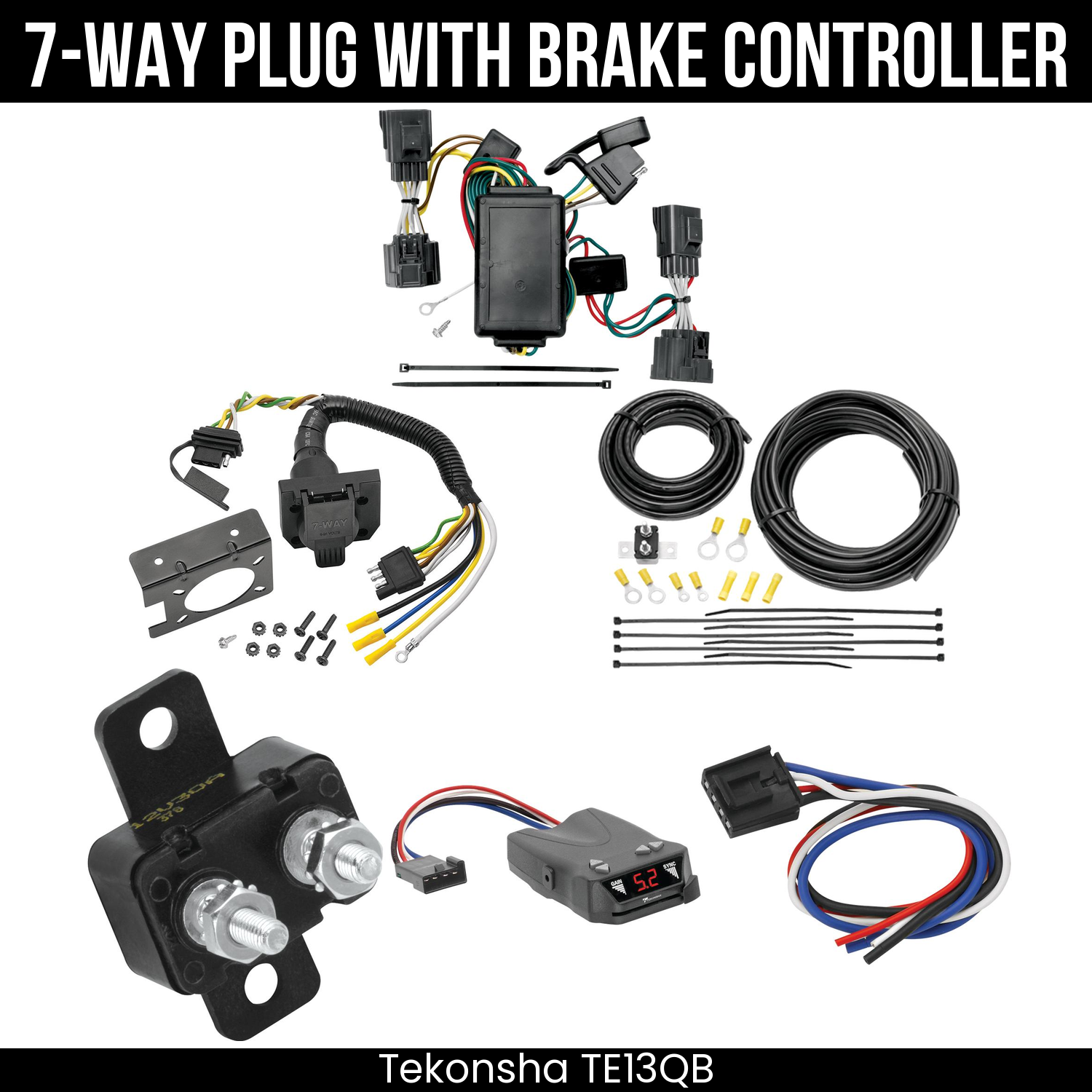 Trailer Wiring 7-Way Plug w/ Bracket , Tekonsha Brakeman IV Brake Control