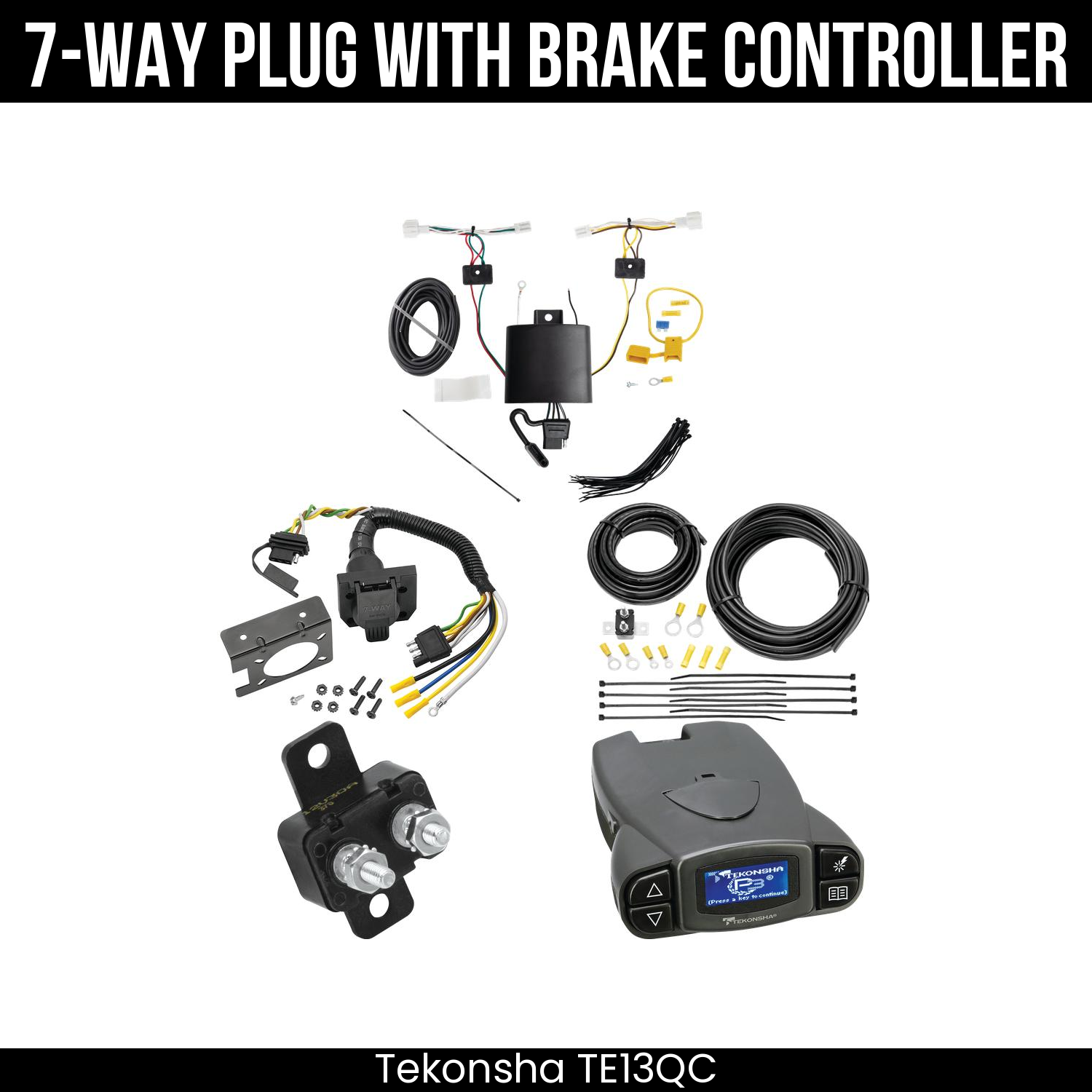 Trailer Wiring 7-Way Plug w/ Bracket , Tekonsha Prodigy P3 Brake Control