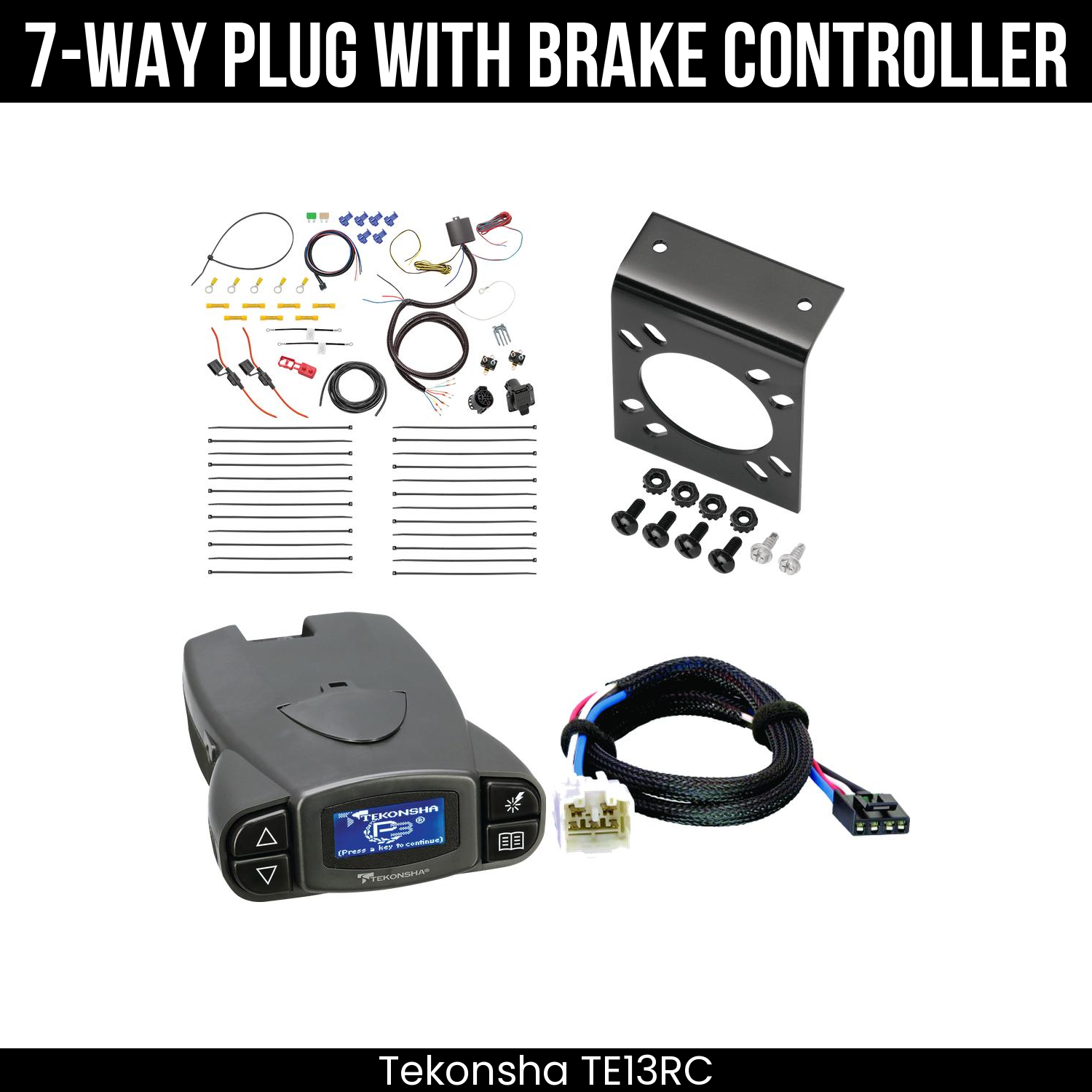 Trailer Wiring 7-Way Plug w/ Bracket , Tekonsha Prodigy P3 Brake Control