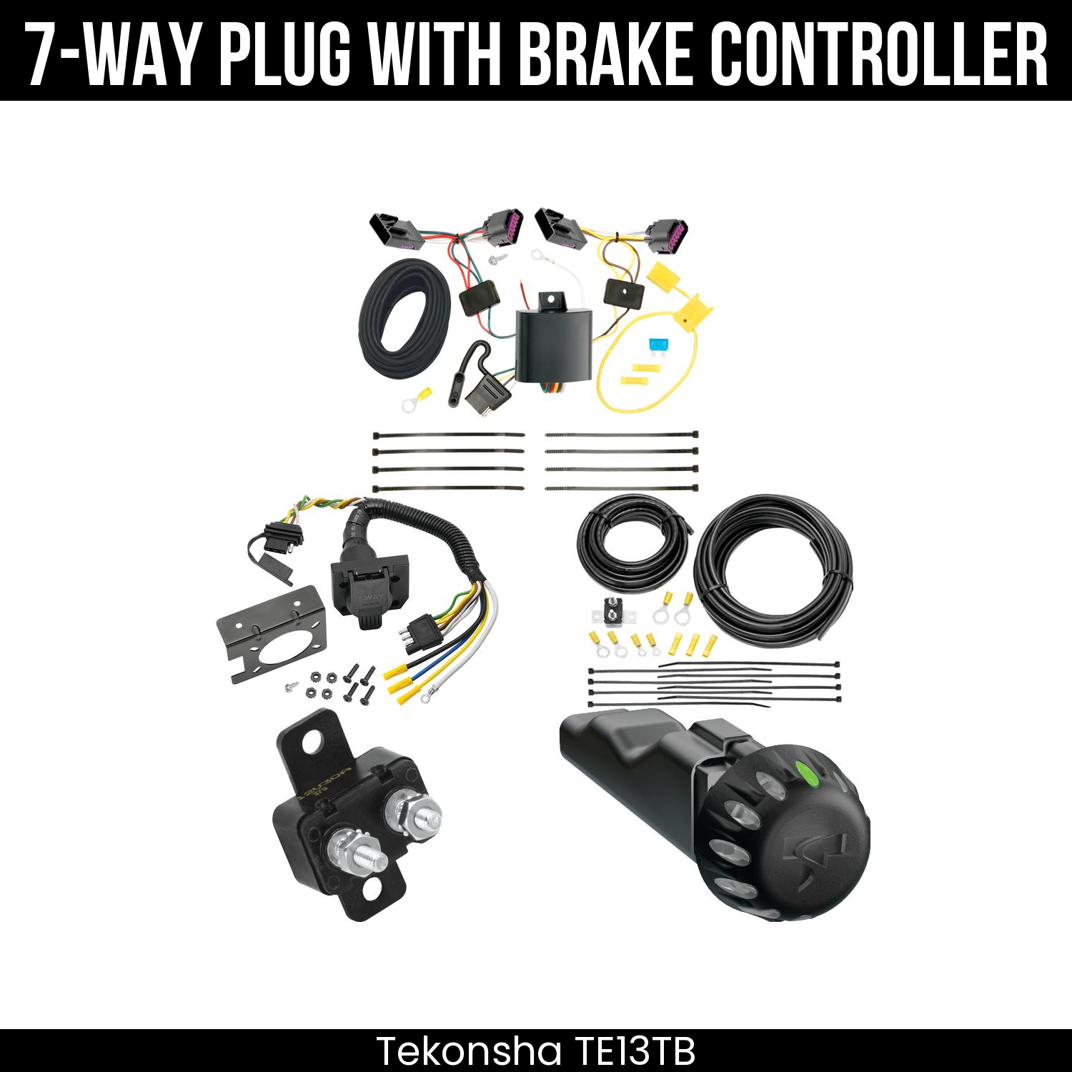 Trailer Wiring 7-Way Plug w/ Bracket , Tekonsha Voyager iD Smart Brake Control