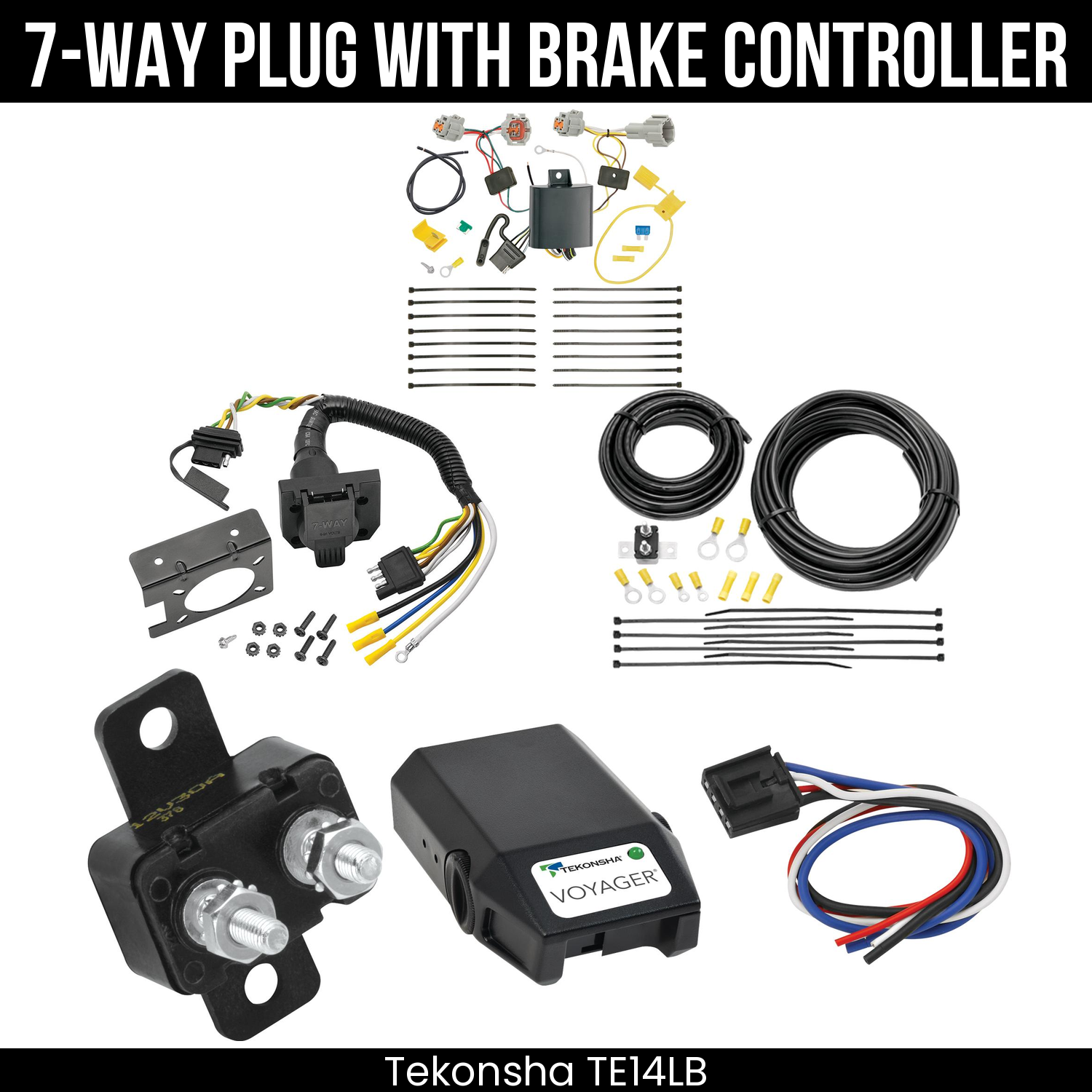 Trailer Wiring 7-Way Plug w/ Bracket , Tekonsha Voyager Brake Control