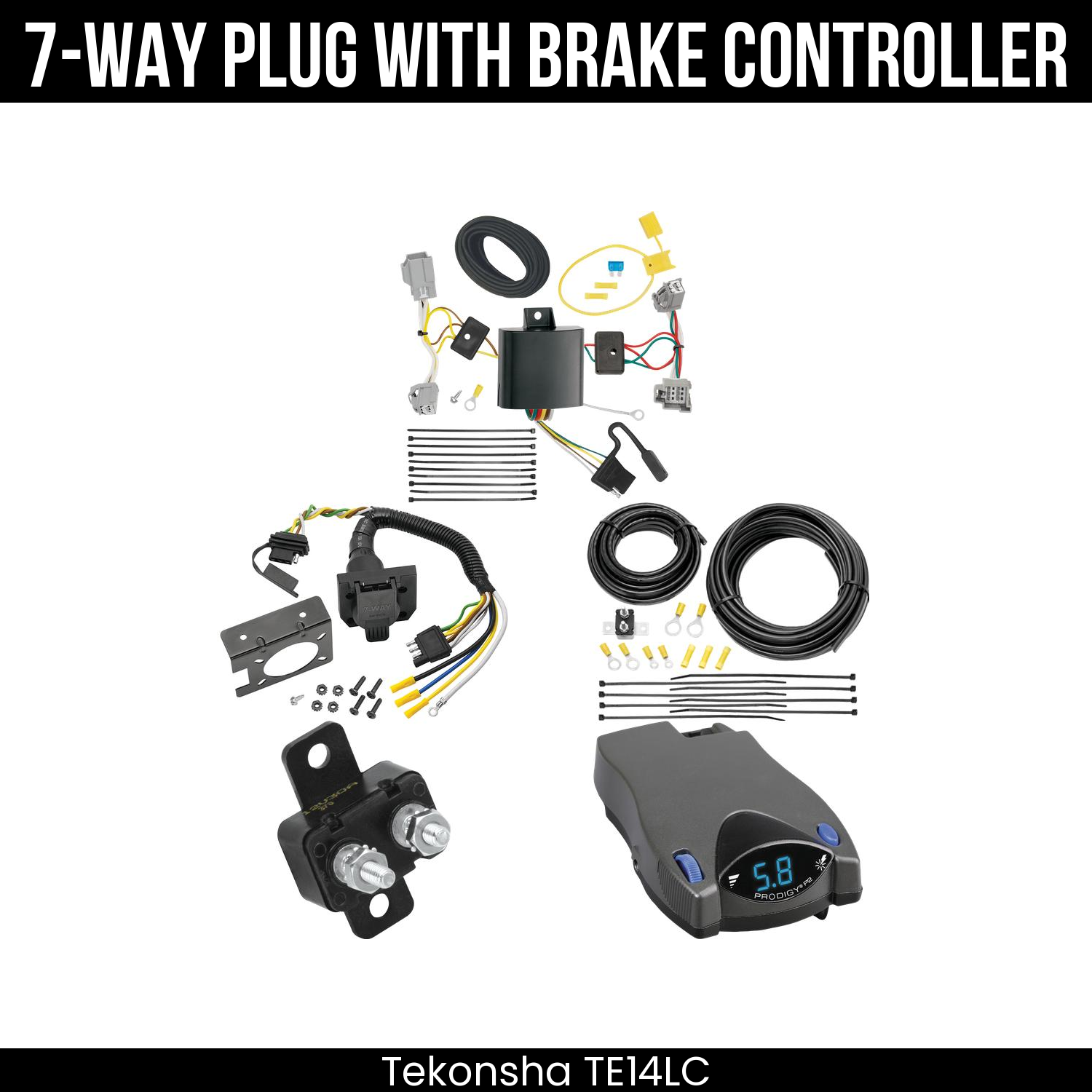 Trailer Wiring 7-Way Plug w/ Bracket , Tekonsha Prodigy P2 Brake Control