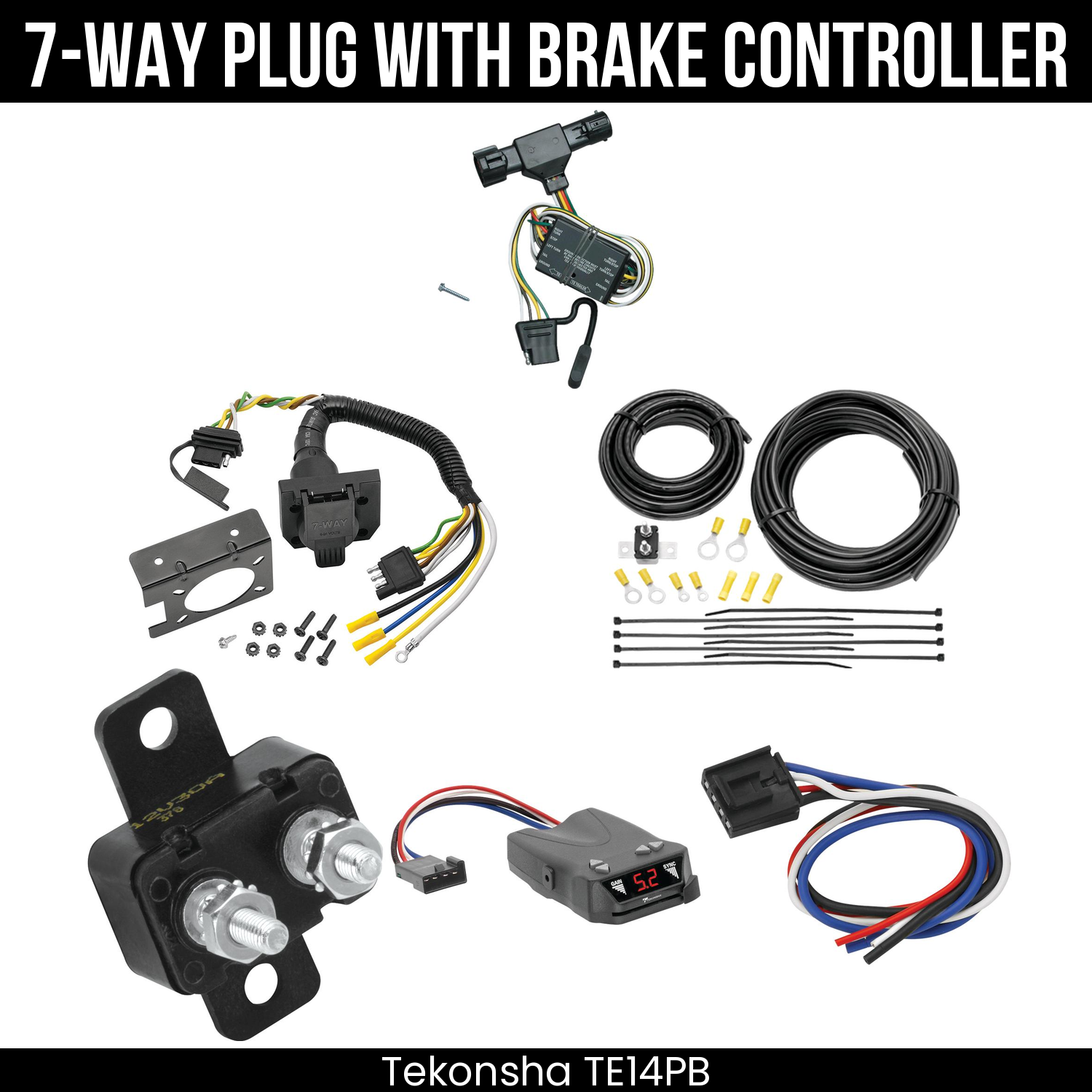 Trailer Wiring 7-Way Plug w/ Bracket , Tekonsha Brakeman IV Brake Control