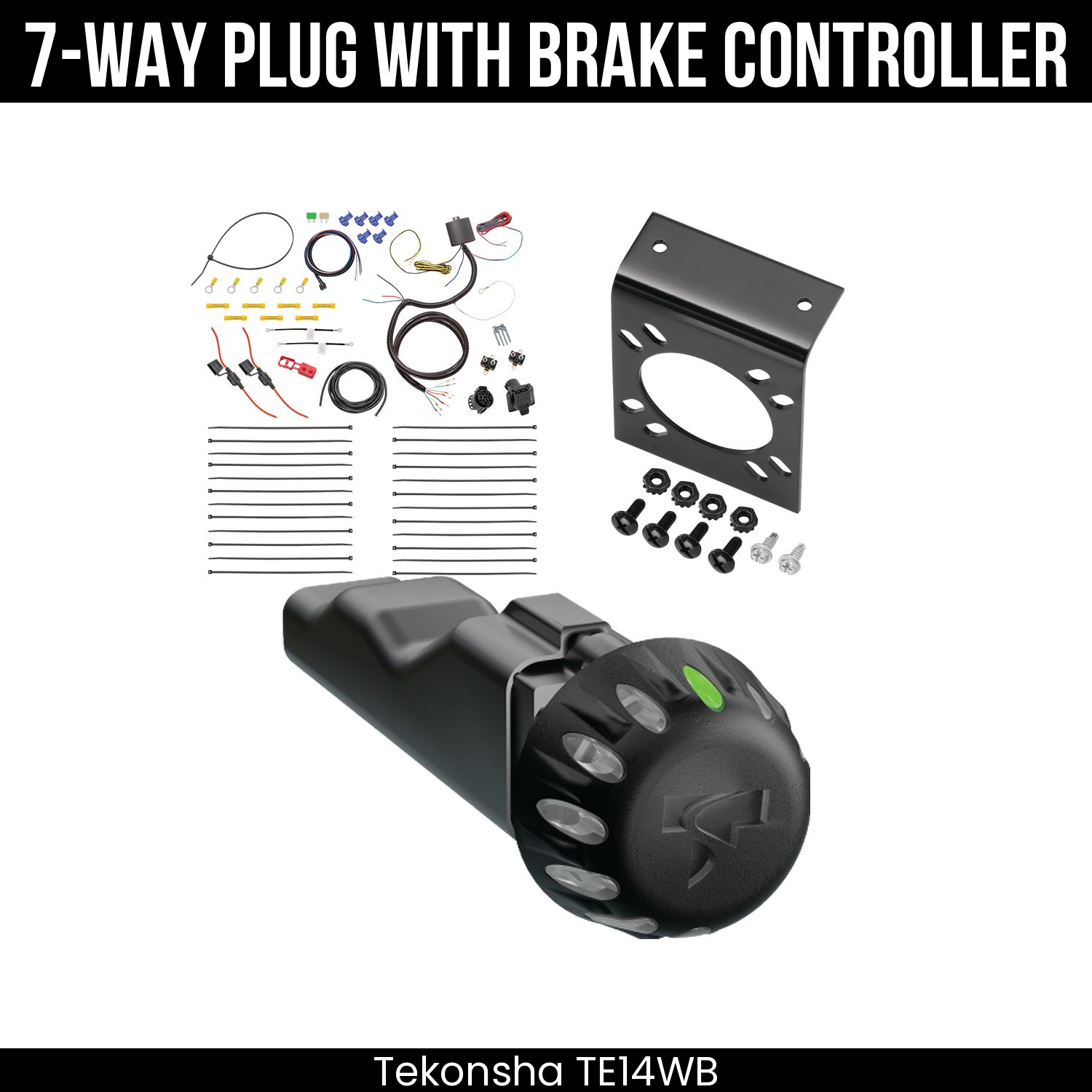 Trailer Wiring 7-Way Plug w/ Bracket , Tekonsha Voyager iD Smart Brake Control