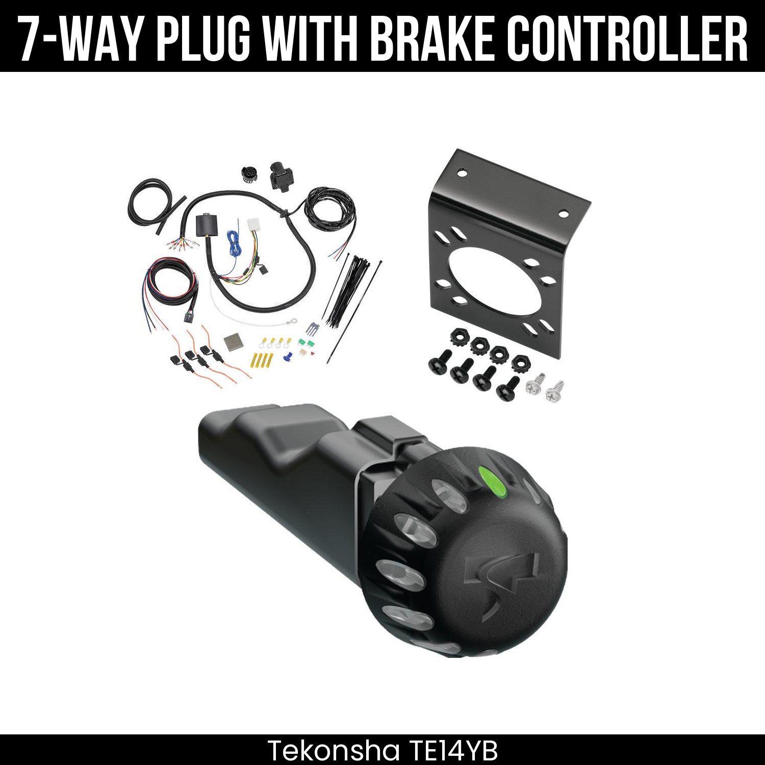 Trailer Wiring 7-Way Plug w/ Bracket , Tekonsha Voyager iD Smart Brake Control