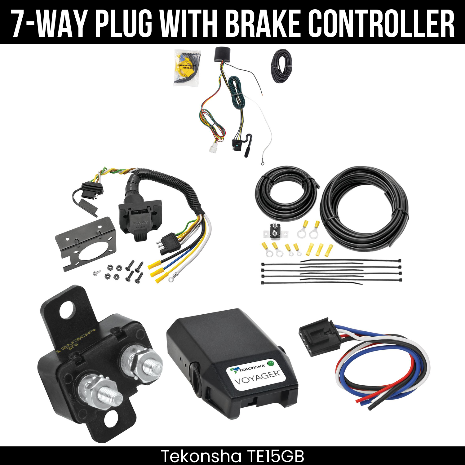 Trailer Wiring 7-Way Plug w/ Bracket , Tekonsha Voyager Brake Control