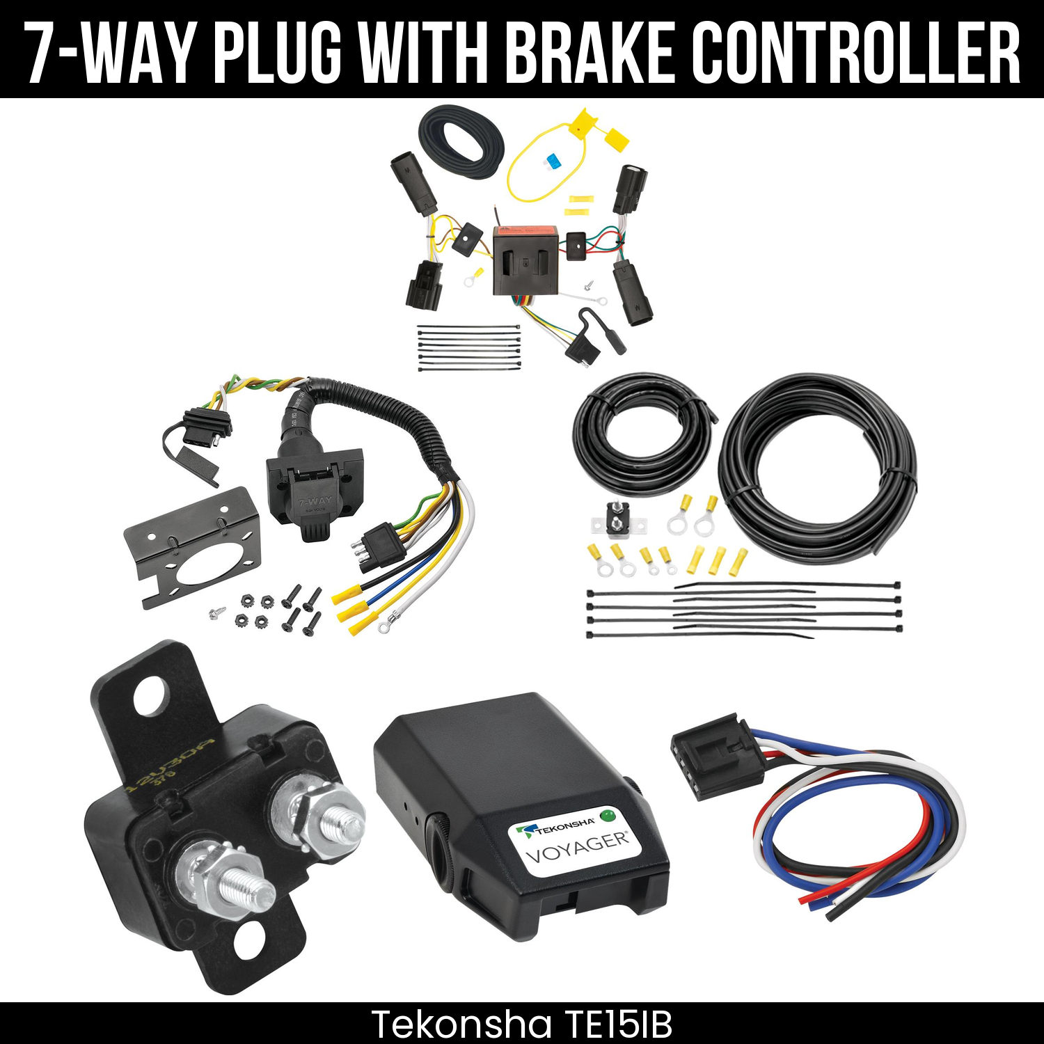Trailer Wiring 7-Way Plug w/ Bracket , Tekonsha Voyager Brake Control