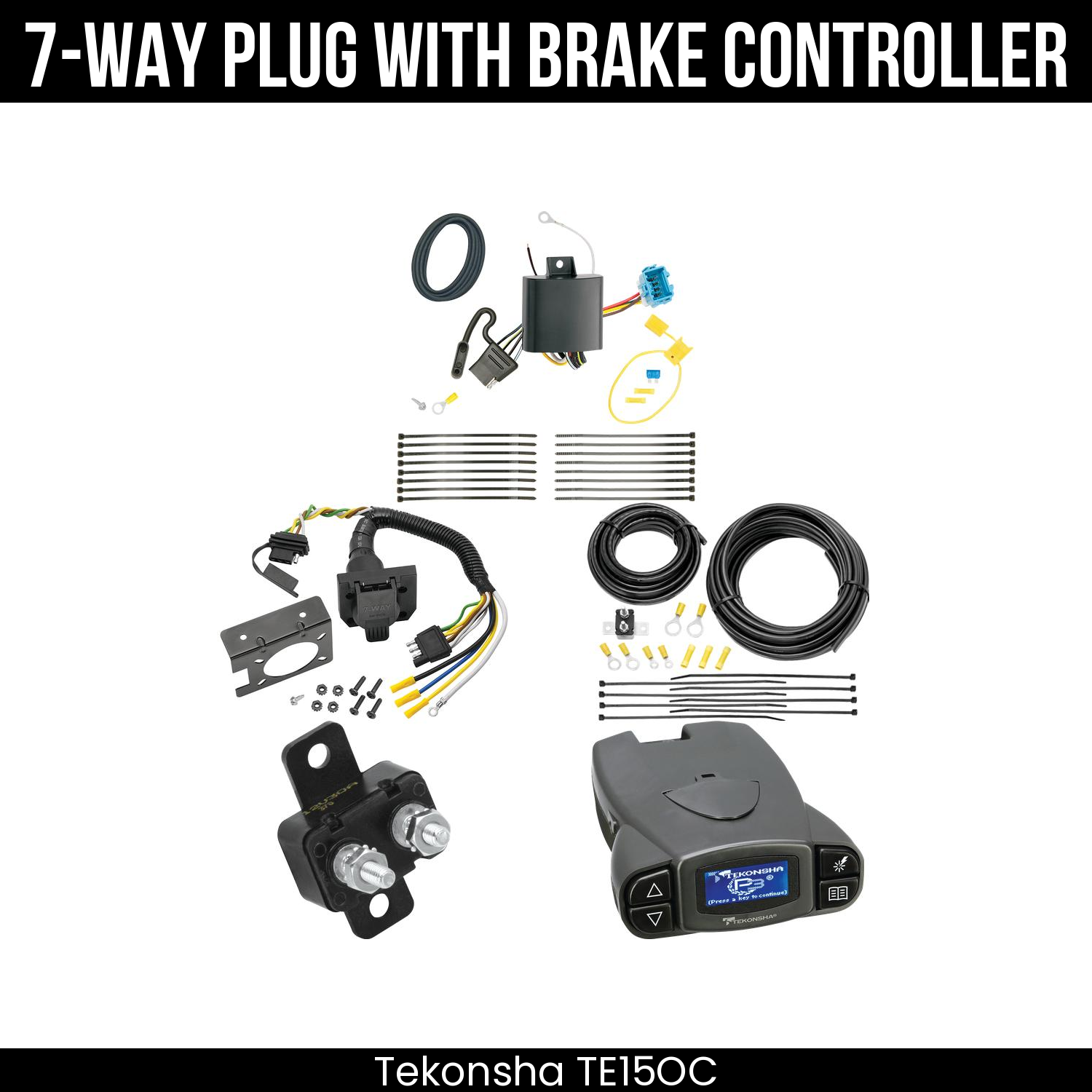 Trailer Wiring 7-Way Plug w/ Bracket , Tekonsha Prodigy P3 Brake Control