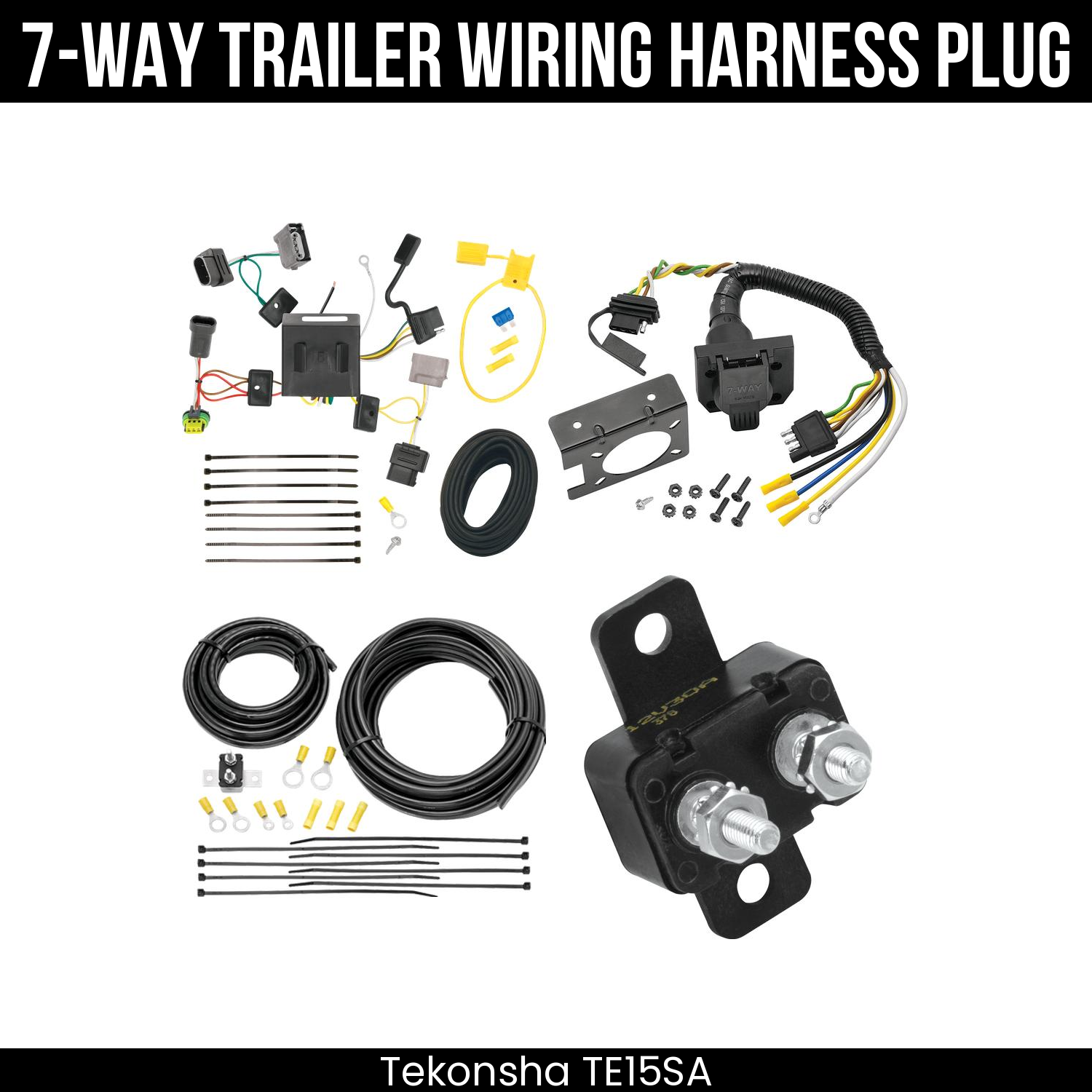 Trailer Wiring 7-Way Plug w/ Bracket