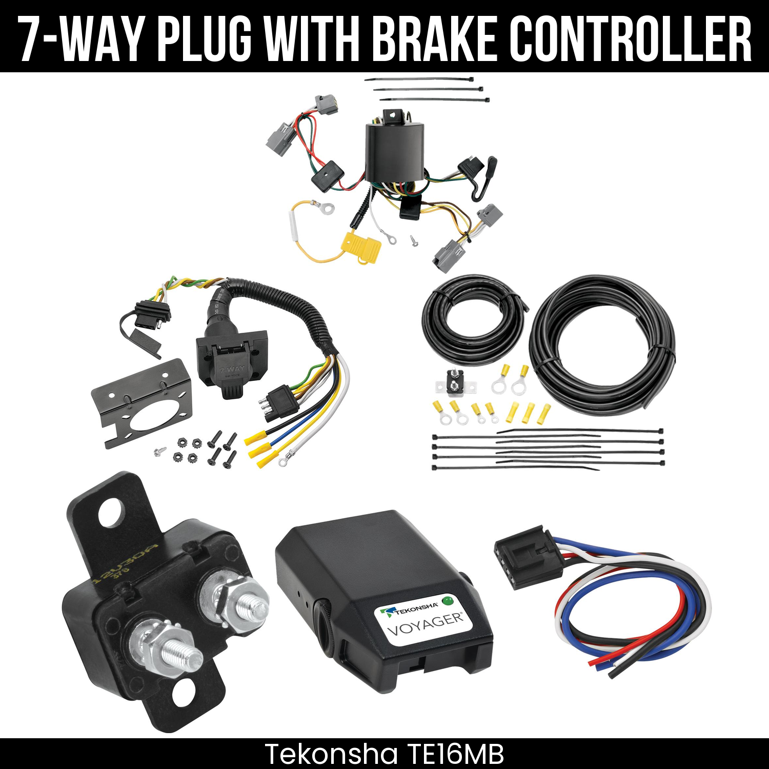 Trailer Wiring 7-Way Plug w/ Bracket , Tekonsha Voyager Brake Control