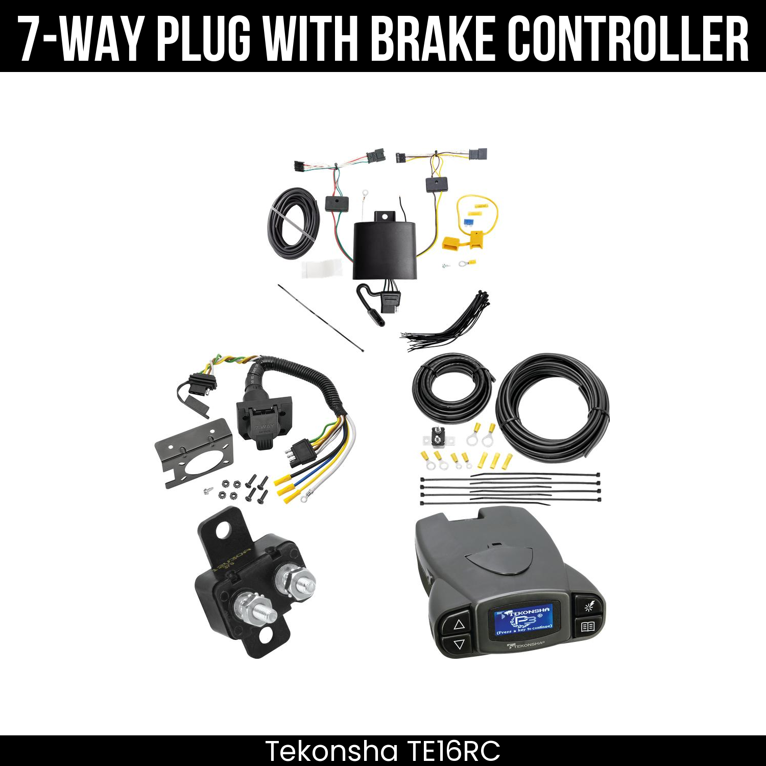 Trailer Wiring 7-Way Plug w/ Bracket , Tekonsha Prodigy P3 Brake Control