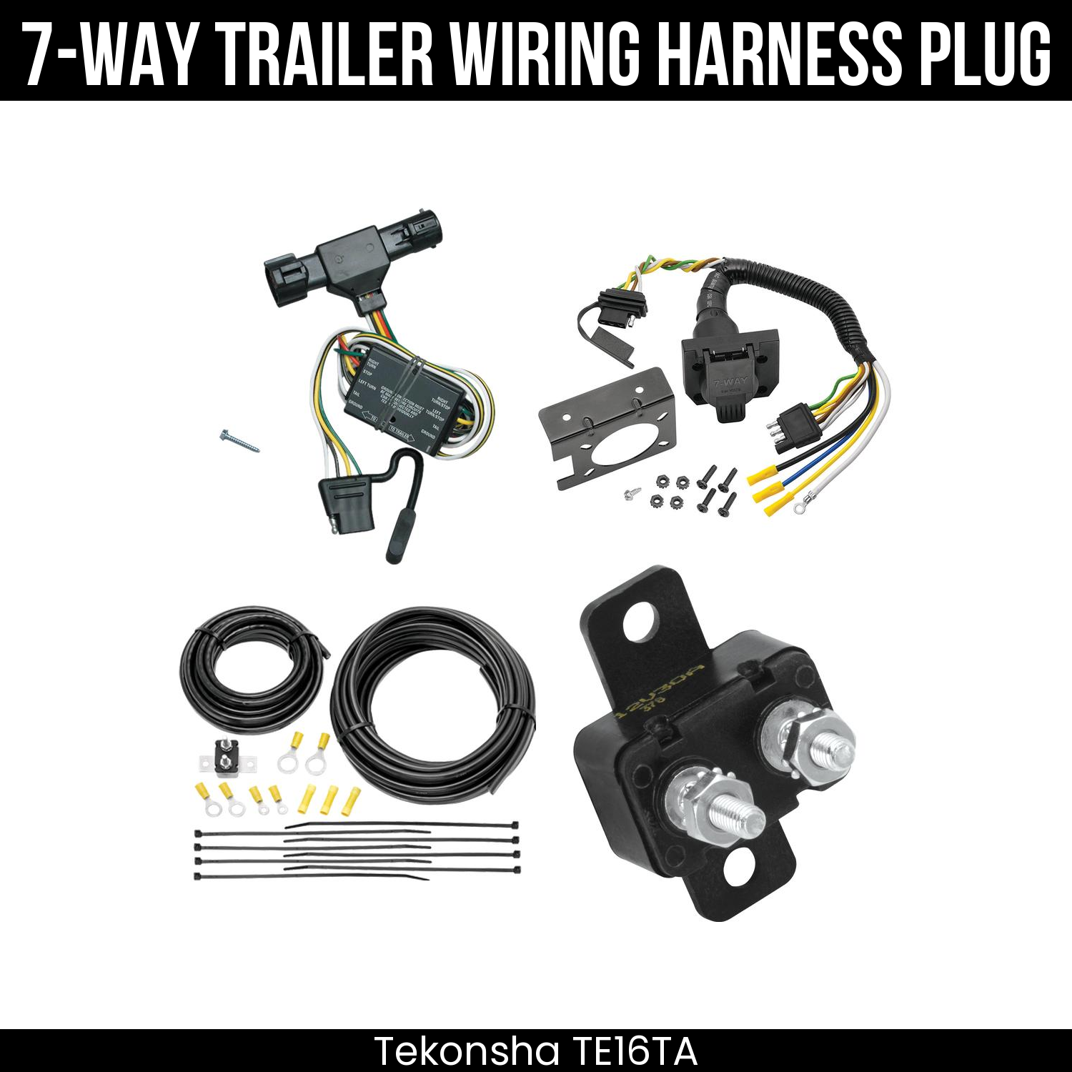 Trailer Wiring 7-Way Plug w/ Bracket