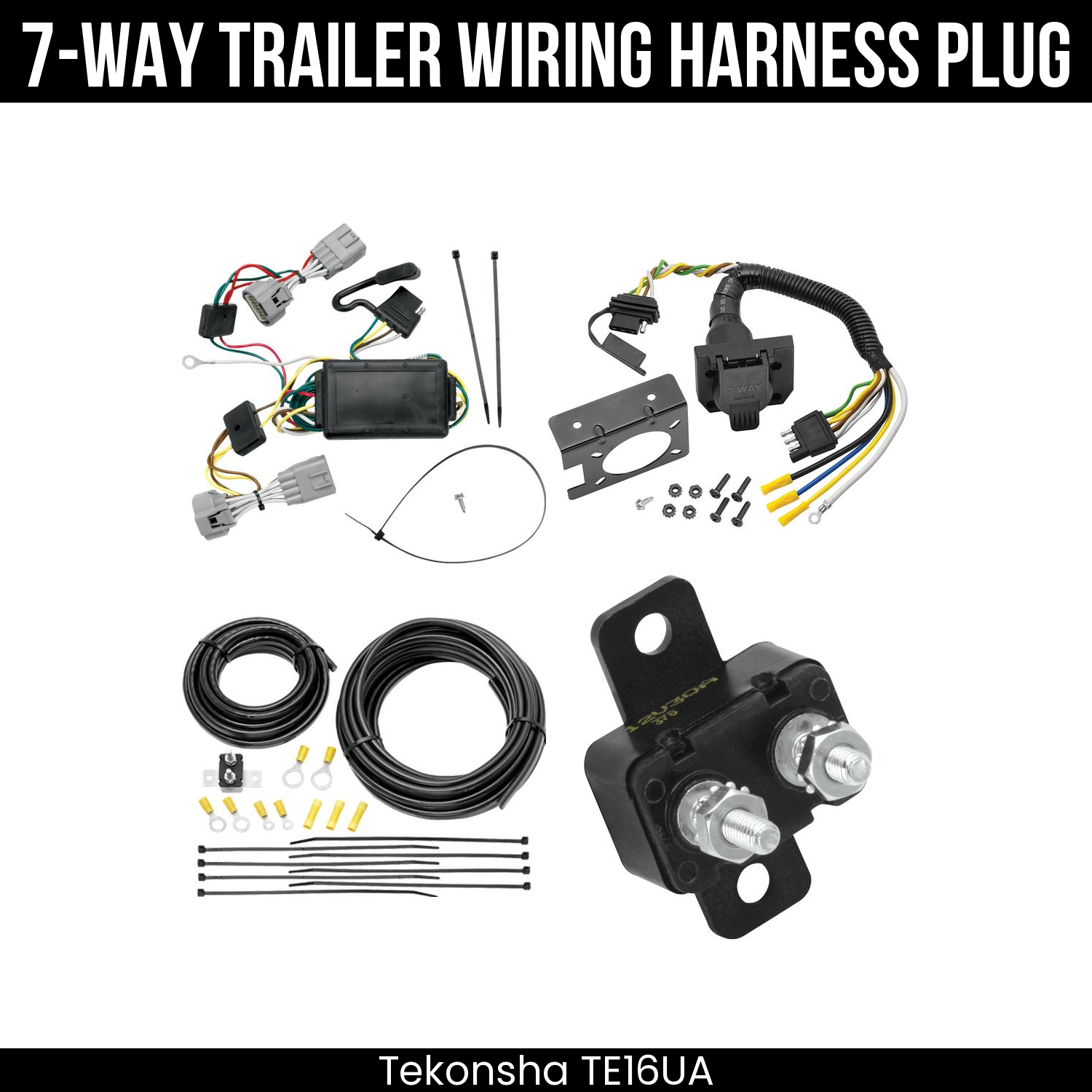 Trailer Wiring 7-Way Plug w/ Bracket