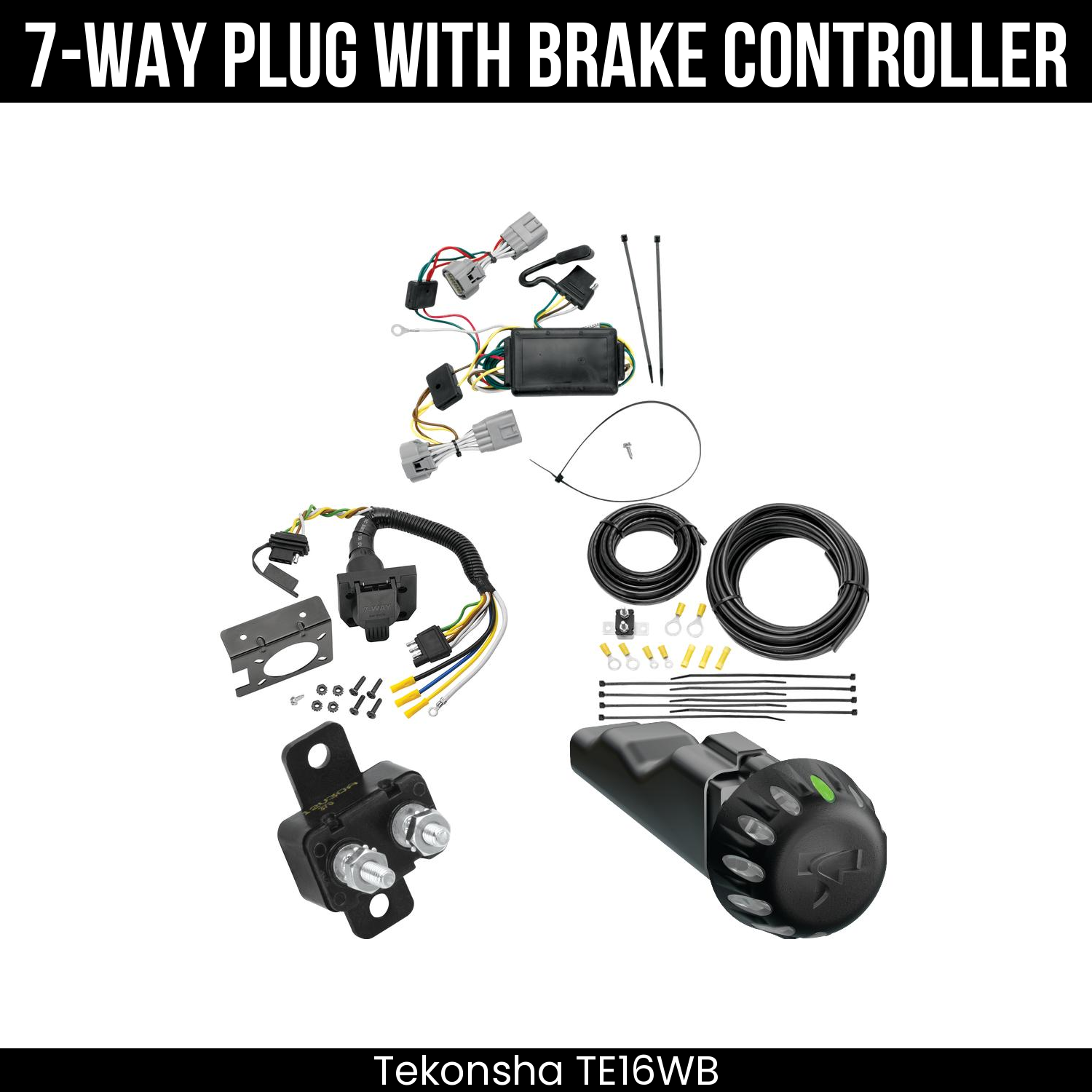 Trailer Wiring 7-Way Plug w/ Bracket , Tekonsha Voyager iD Smart Brake Control