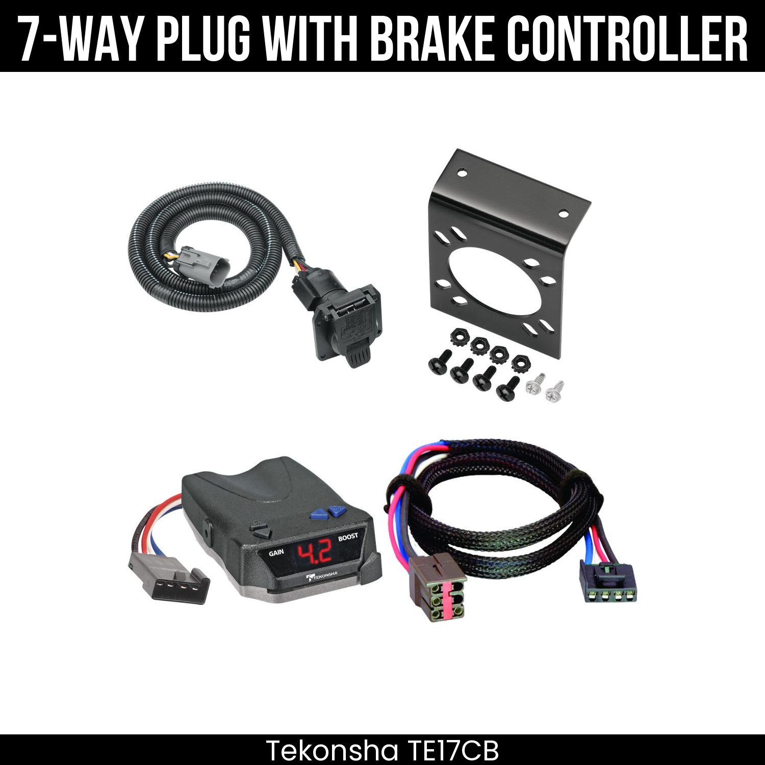 Trailer Wiring 7-Way Plug w/ Bracket , Tekonsha Brake EVN Control