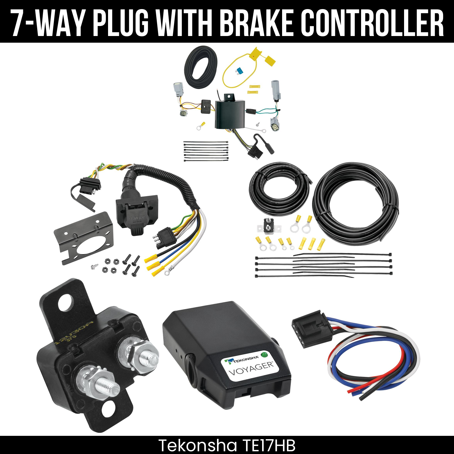Trailer Wiring 7-Way Plug w/ Bracket , Tekonsha Voyager Brake Control