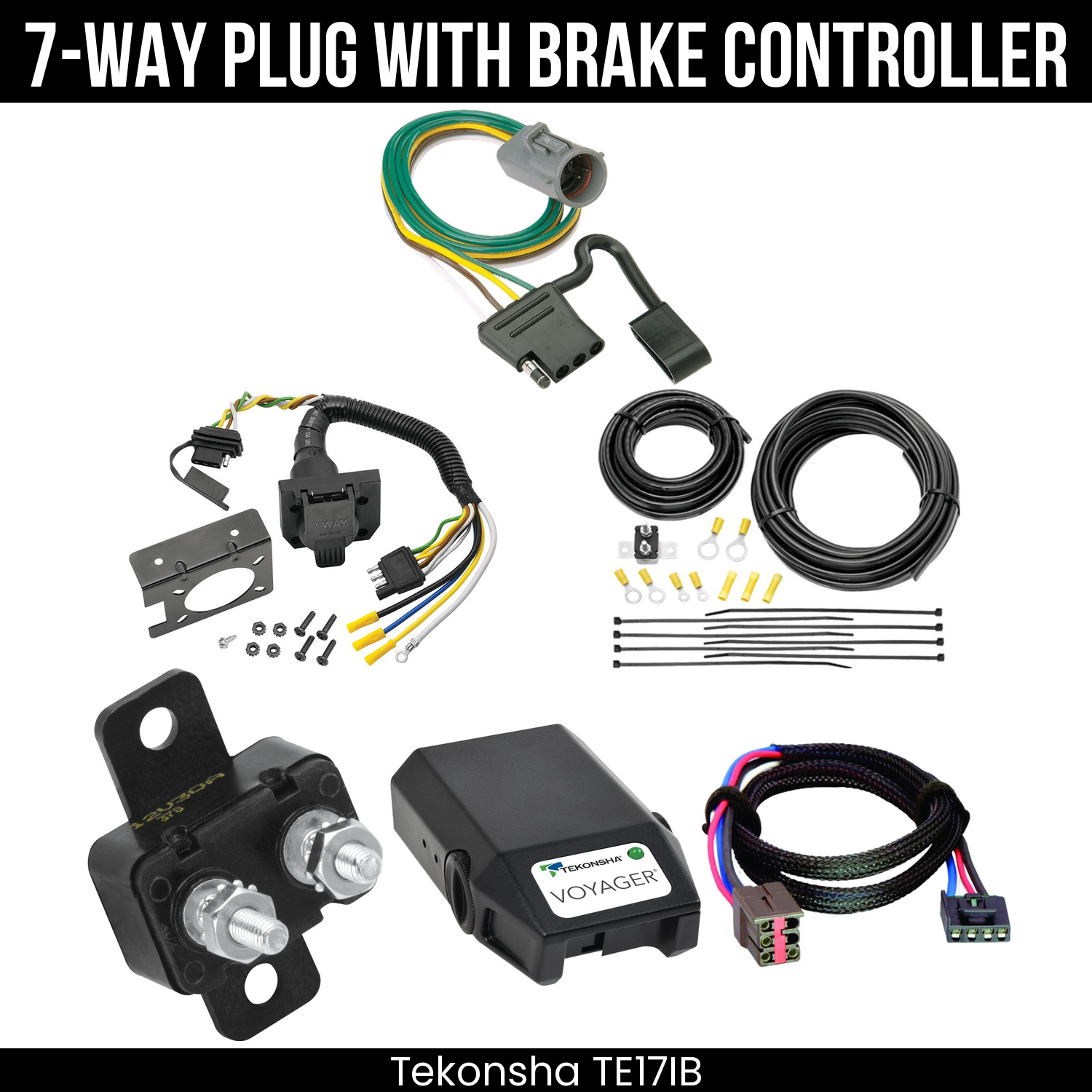 Trailer Wiring 7-Way Plug w/ Bracket , Tekonsha Voyager Brake Control