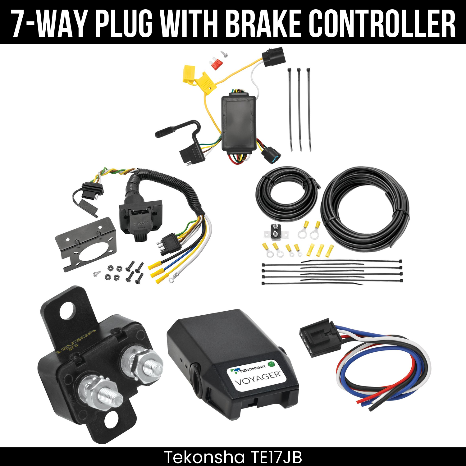 Trailer Wiring 7-Way Plug w/ Bracket , Tekonsha Voyager Brake Control
