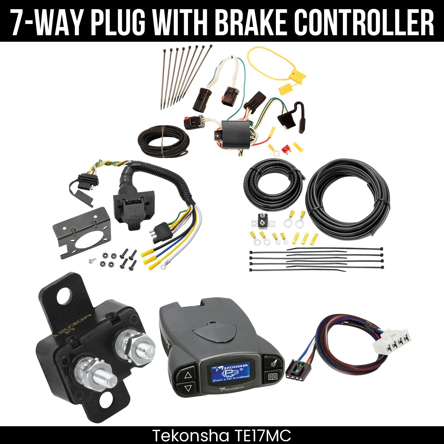 Trailer Wiring 7-Way Plug w/ Bracket , Tekonsha Prodigy P3 Brake Control