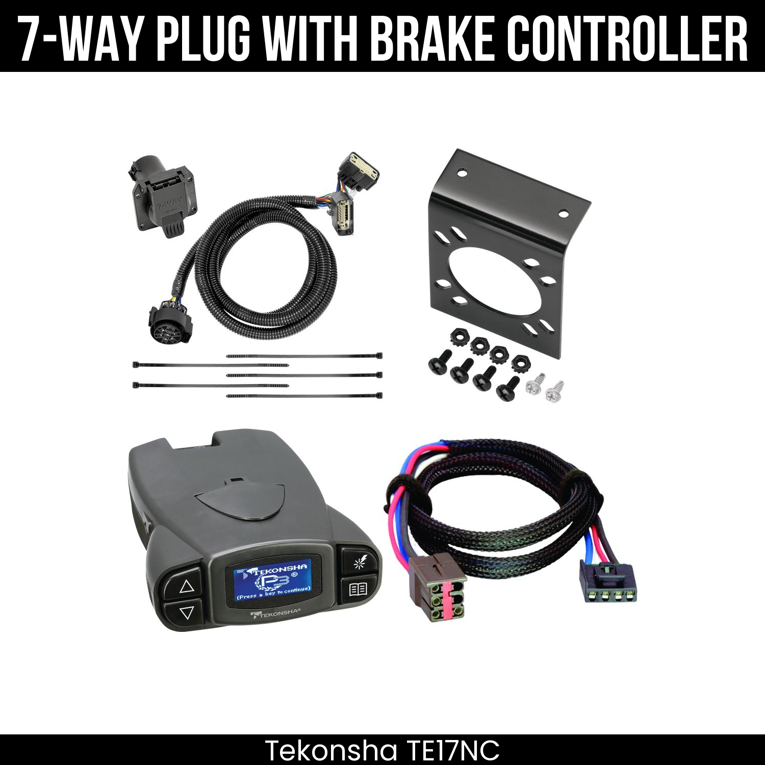 Trailer Wiring 7-Way Plug w/ Bracket , Tekonsha Prodigy P3 Brake Control