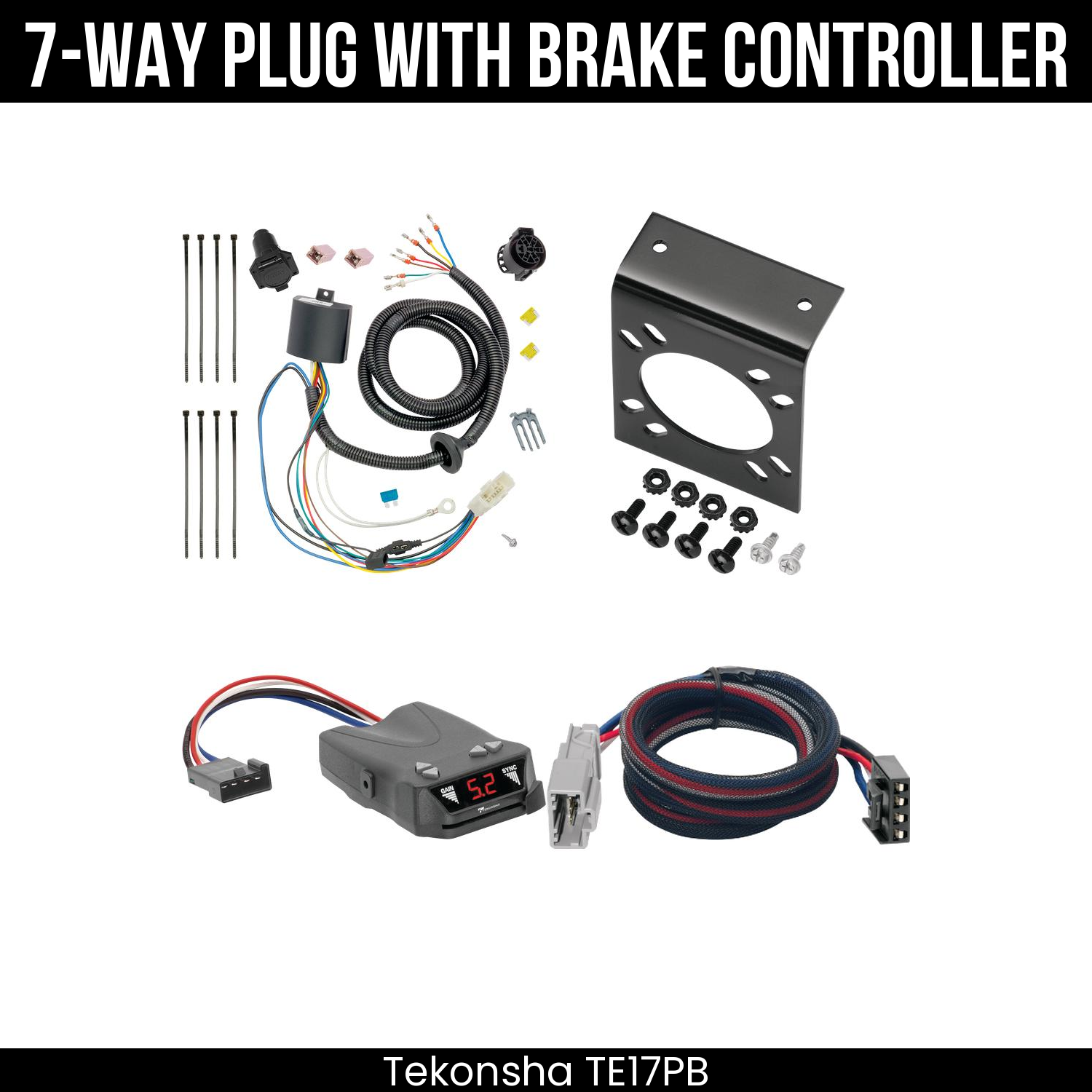 Trailer Wiring 7-Way Plug w/ Bracket , Tekonsha Brakeman IV Brake Control