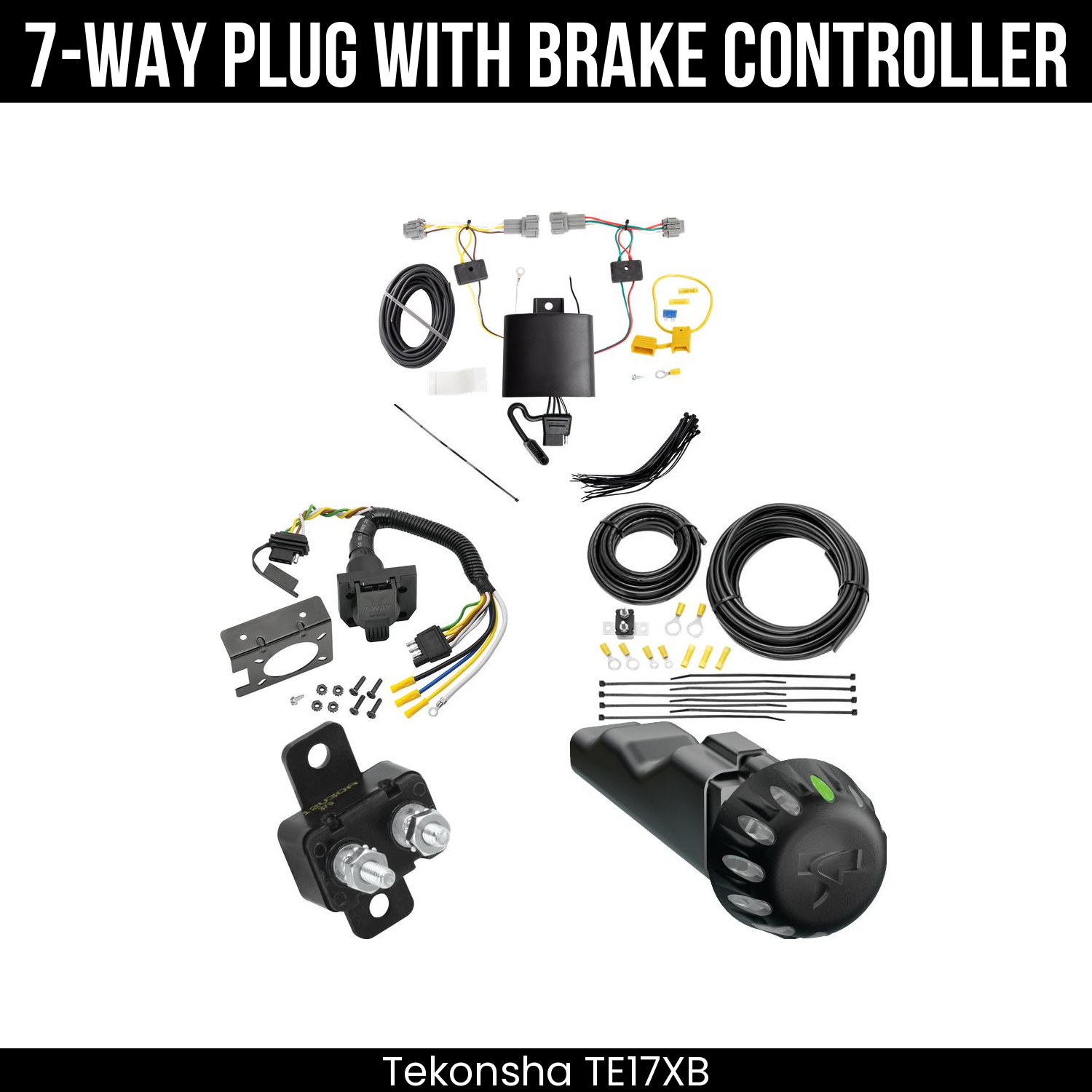 Trailer Wiring 7-Way Plug w/ Bracket , Tekonsha Voyager iD Smart Brake Control