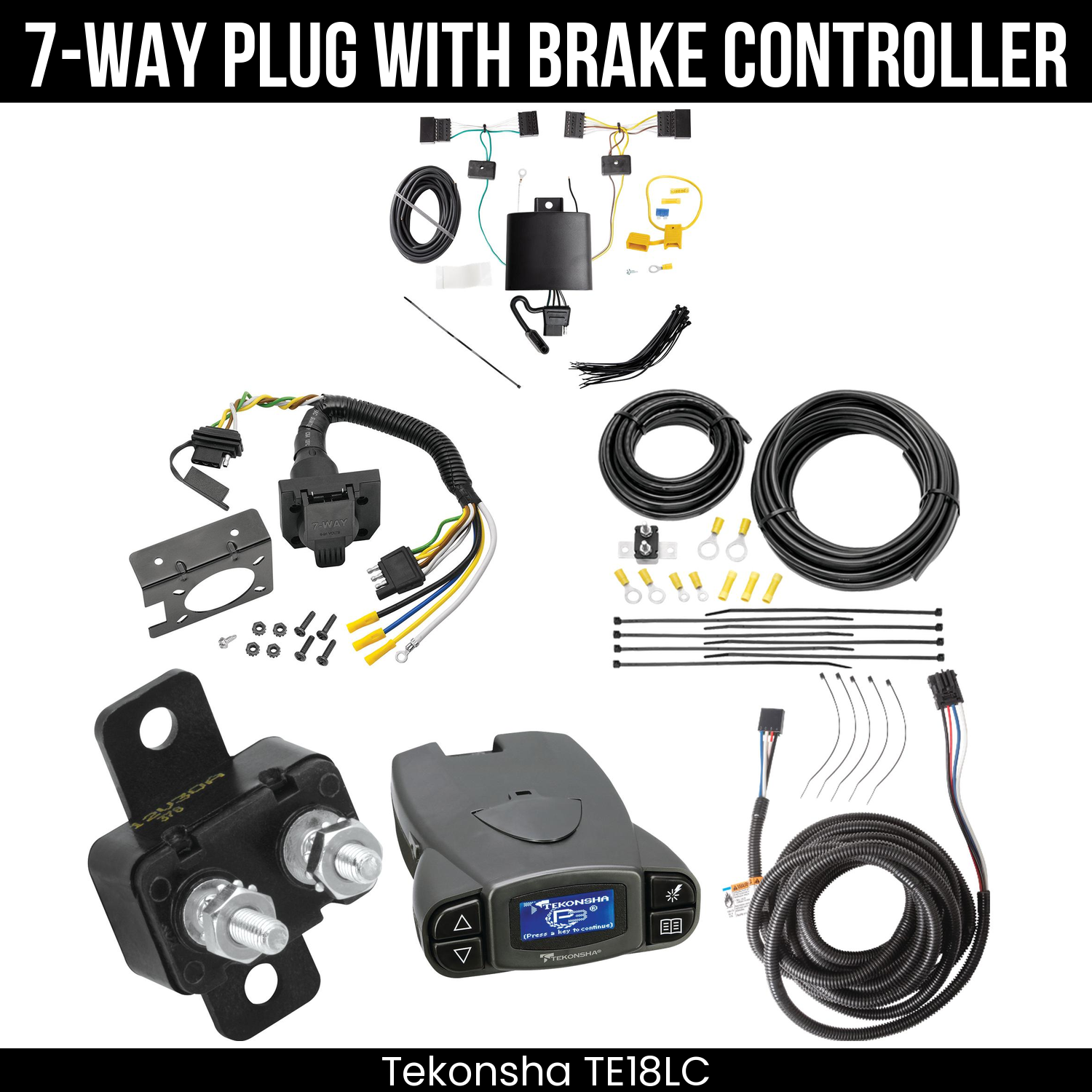 Trailer Wiring 7-Way Plug w/ Bracket , Tekonsha Prodigy P3 Brake Control