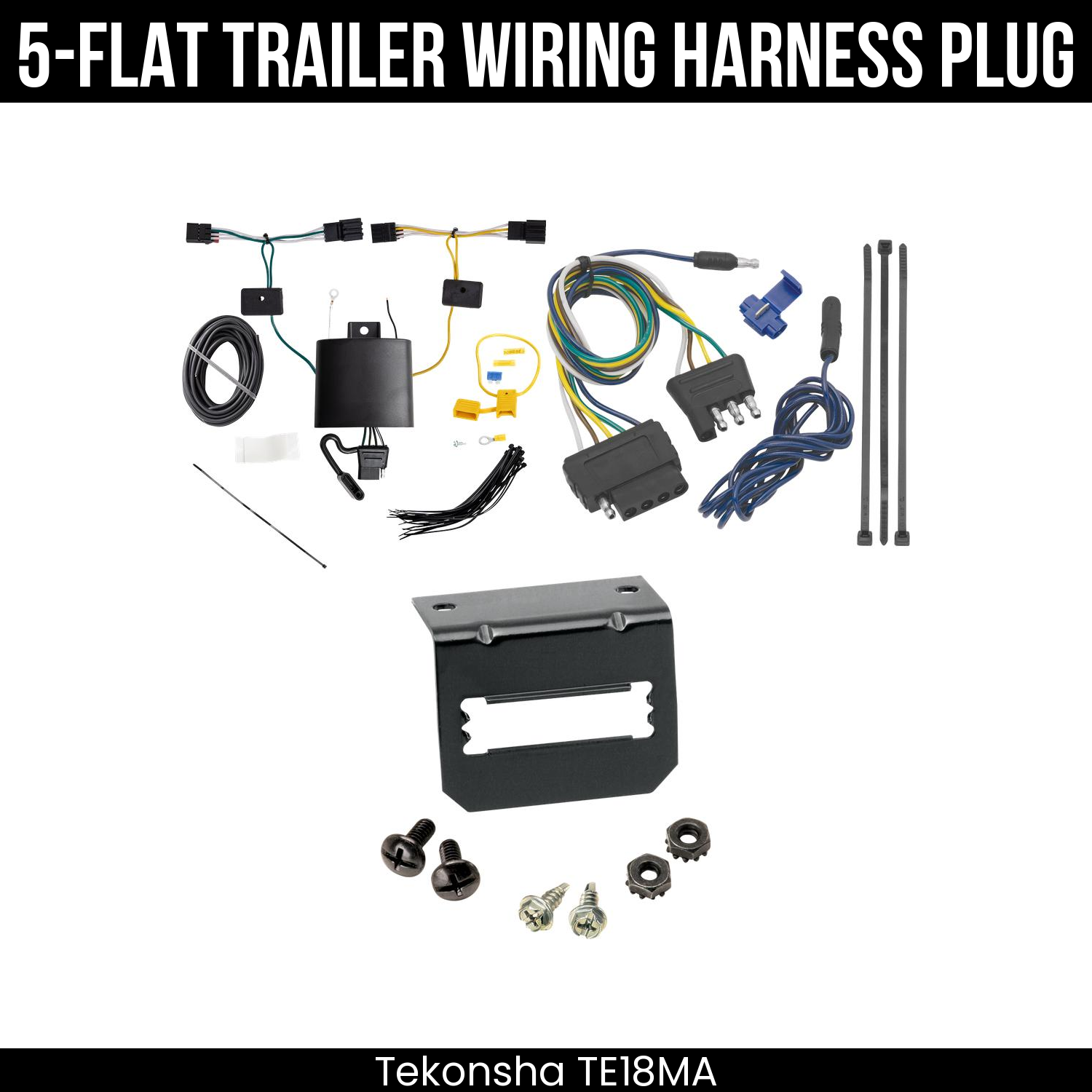 Trailer Wiring 5-Flat Plug w/ Bracket