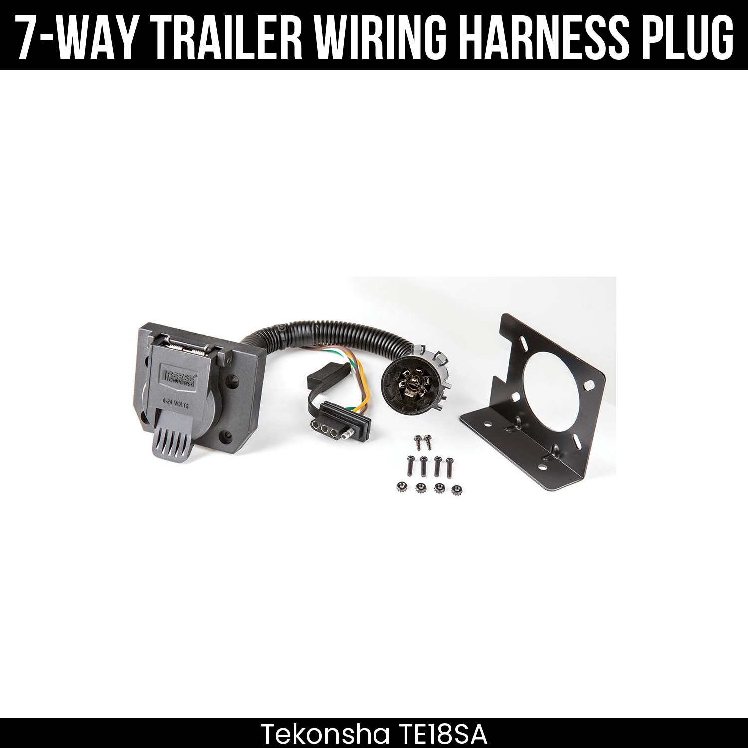 Trailer Wiring 7-Way Plug w/ Bracket