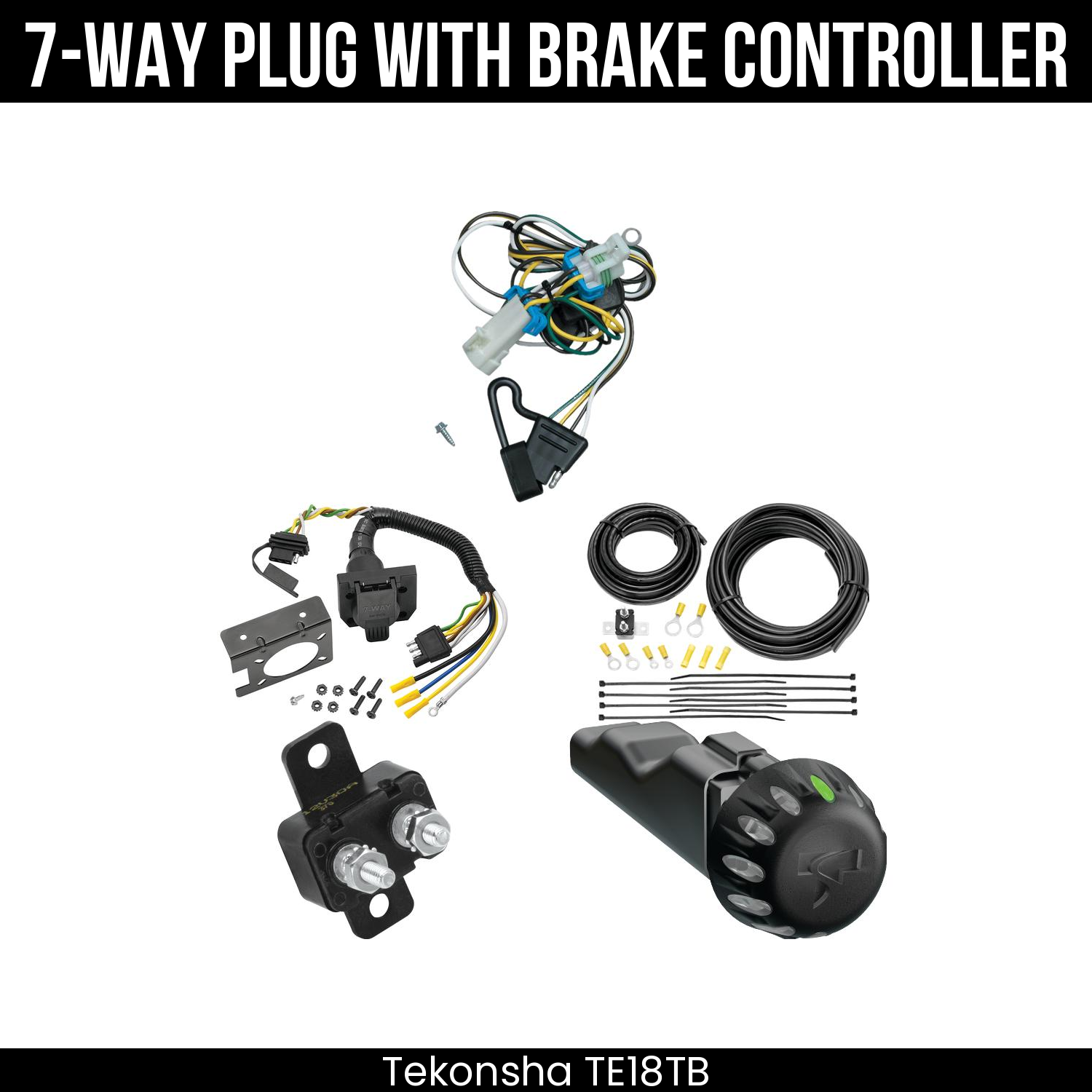 Trailer Wiring 7-Way Plug w/ Bracket , Tekonsha Voyager iD Smart Brake Control