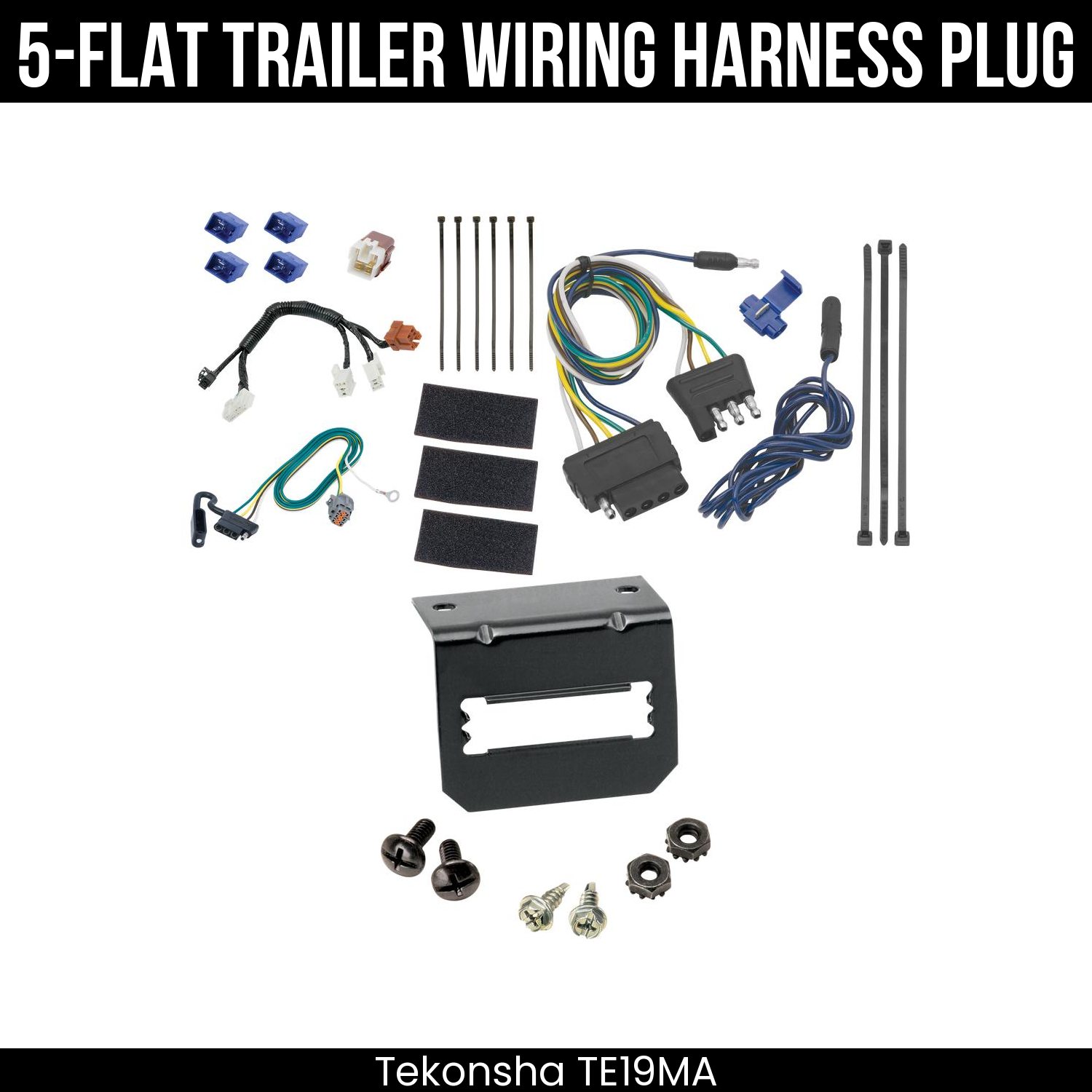 Trailer Wiring 5-Flat Plug w/ Bracket