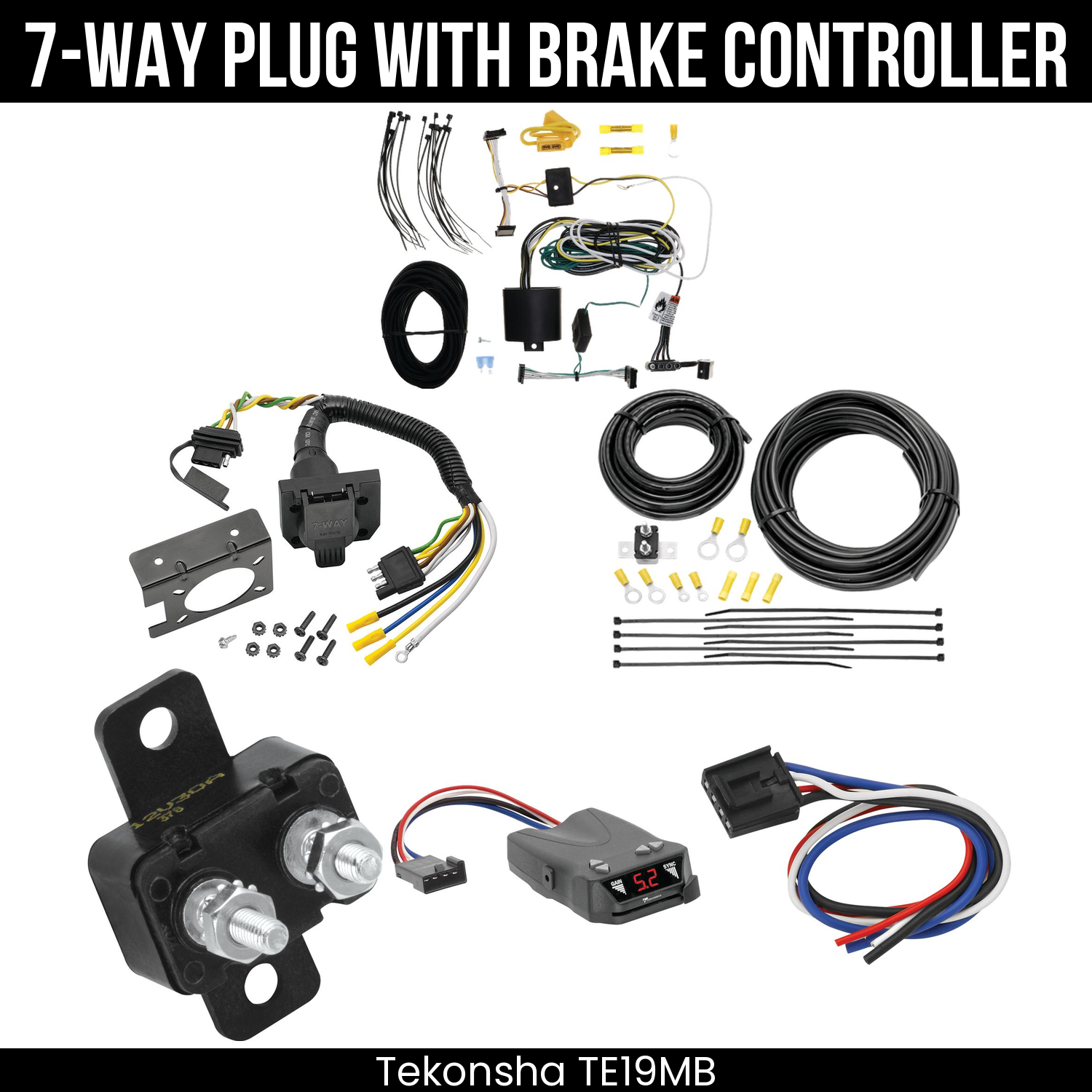 Trailer Wiring 7-Way Plug w/ Bracket , Tekonsha Brakeman IV Brake Control