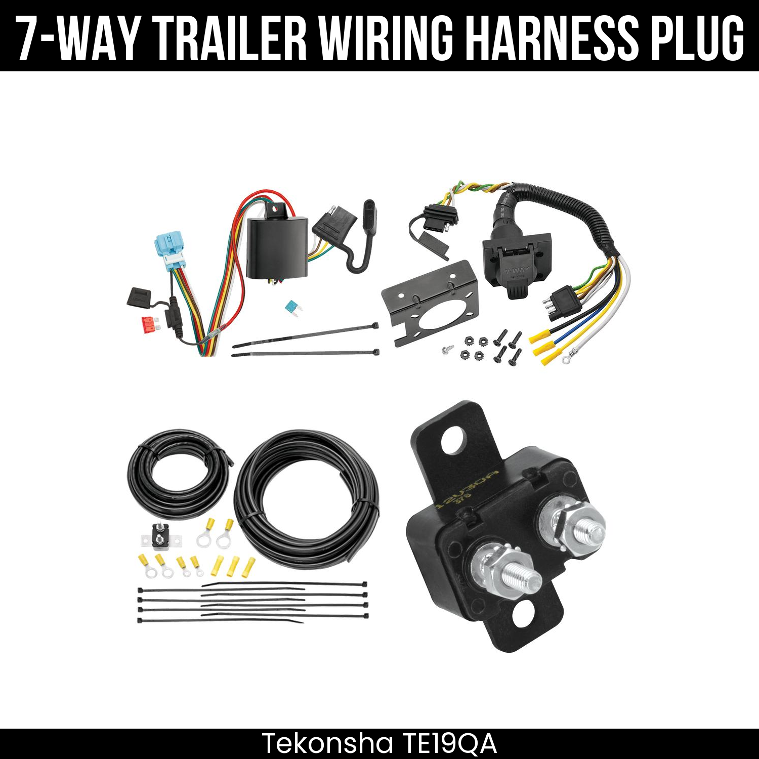 Trailer Wiring 7-Way Plug w/ Bracket