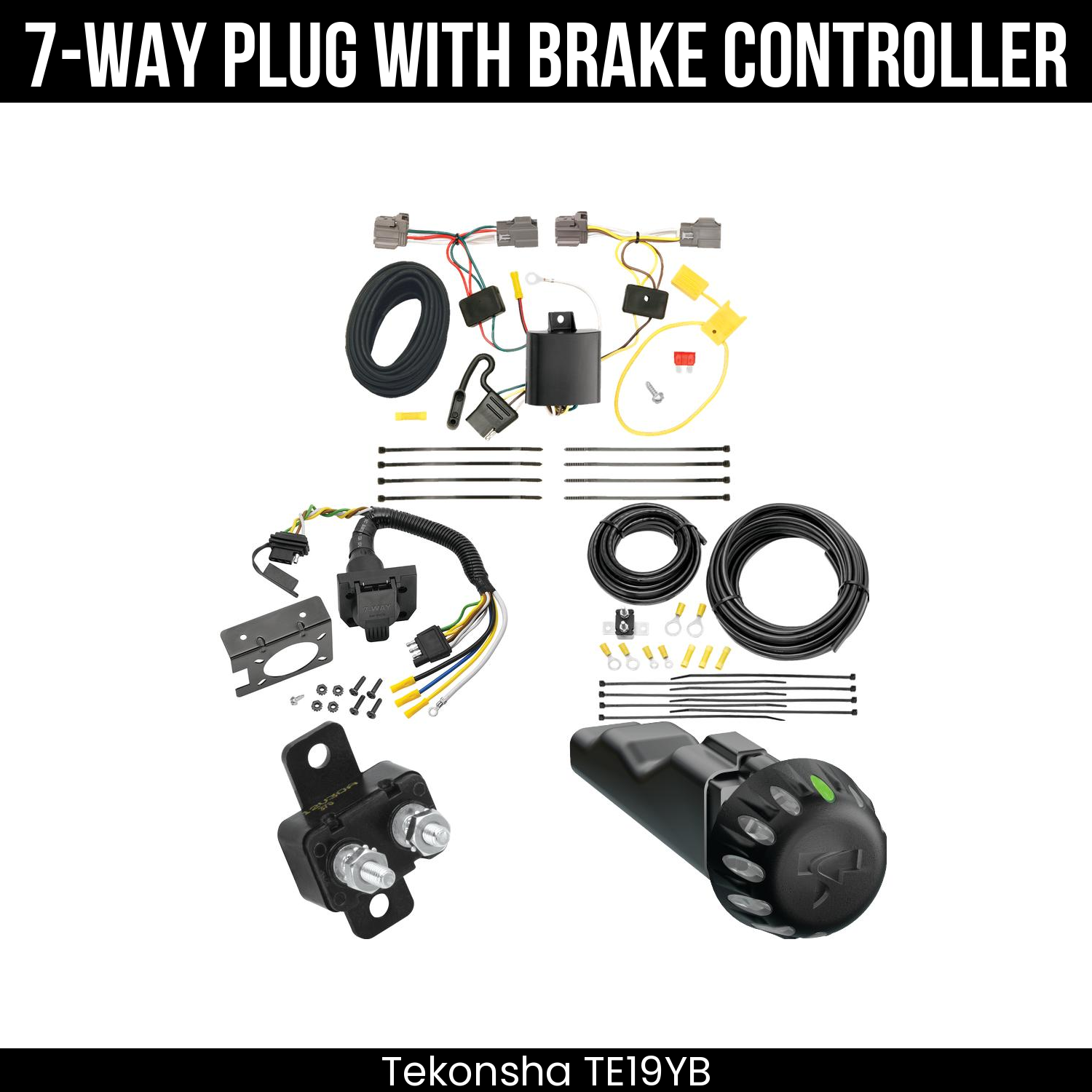 Trailer Wiring 7-Way Plug w/ Bracket , Tekonsha Voyager iD Smart Brake Control