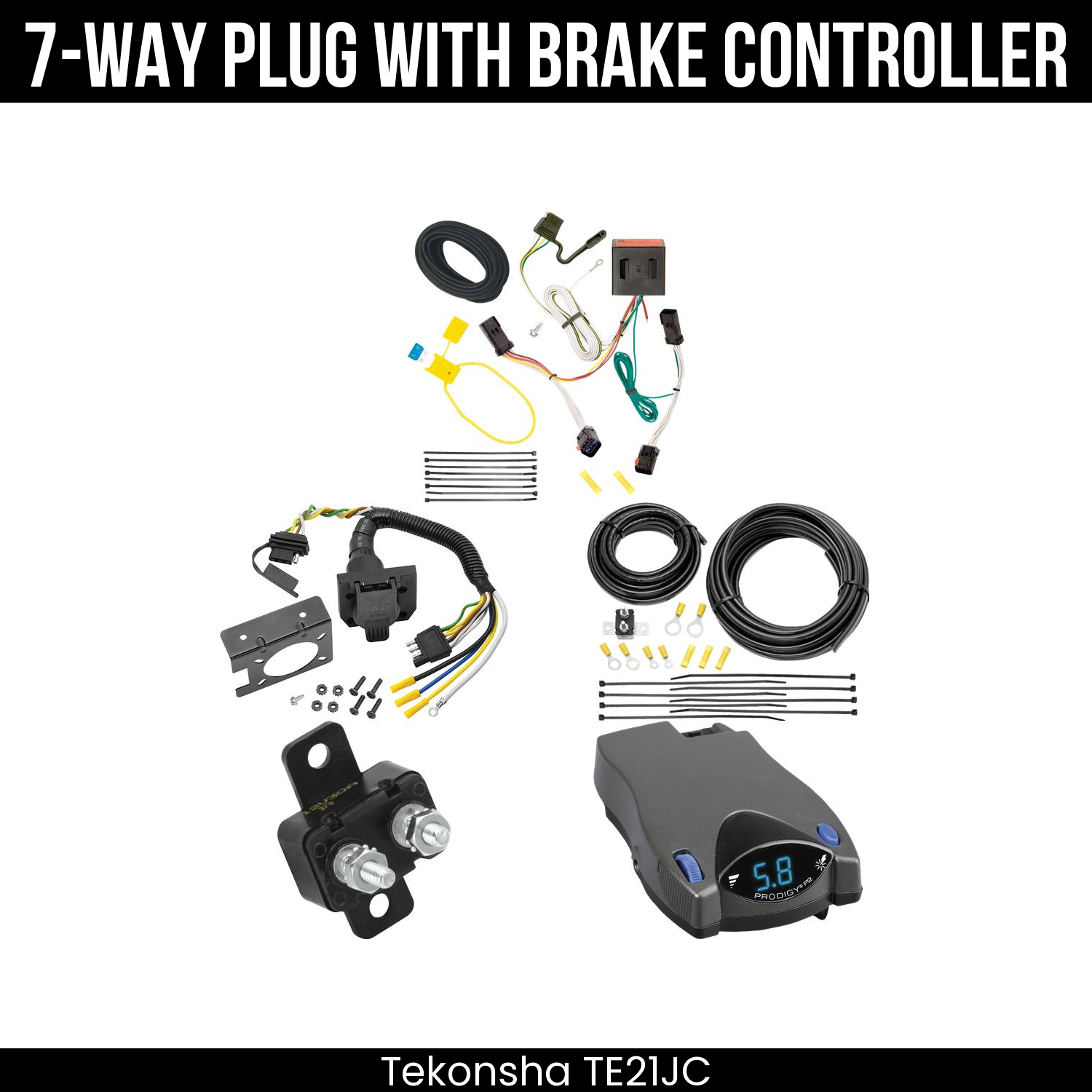 Trailer Wiring 7-Way Plug w/ Bracket , Tekonsha Prodigy P2 Brake Control