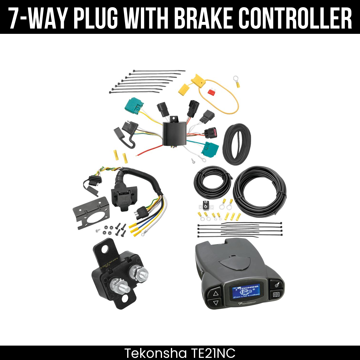 Trailer Wiring 7-Way Plug w/ Bracket , Tekonsha Prodigy P3 Brake Control