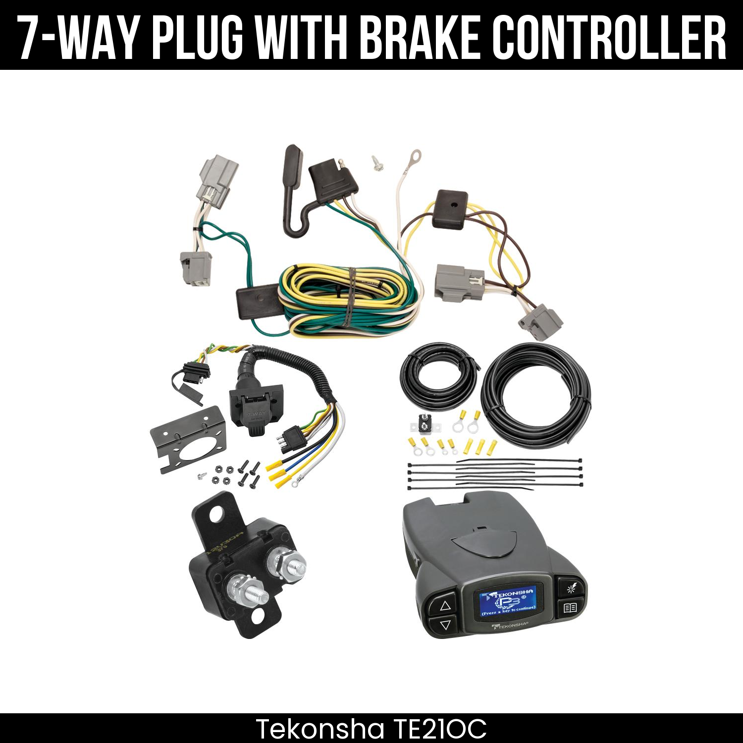 Trailer Wiring 7-Way Plug w/ Bracket , Tekonsha Prodigy P3 Brake Control