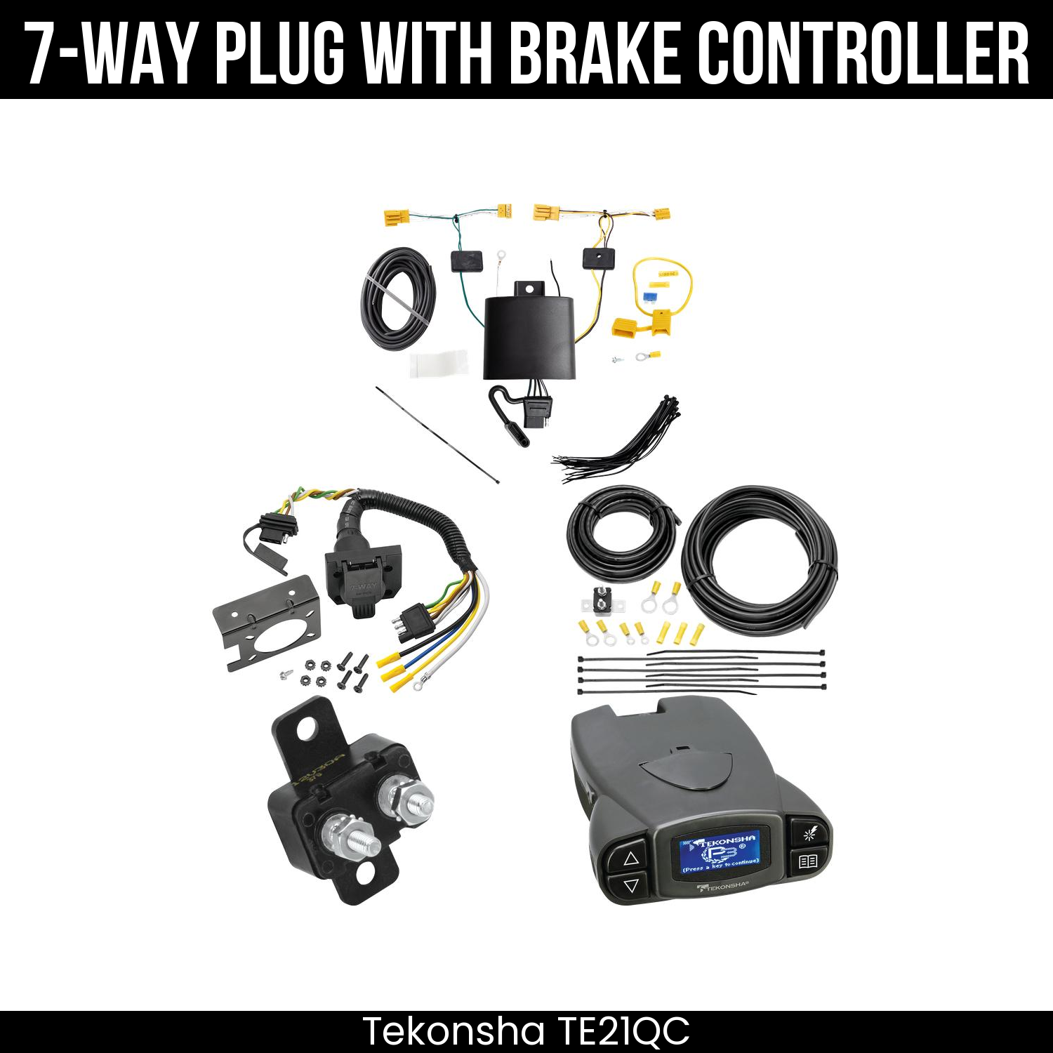 Trailer Wiring 7-Way Plug w/ Bracket , Tekonsha Prodigy P3 Brake Control