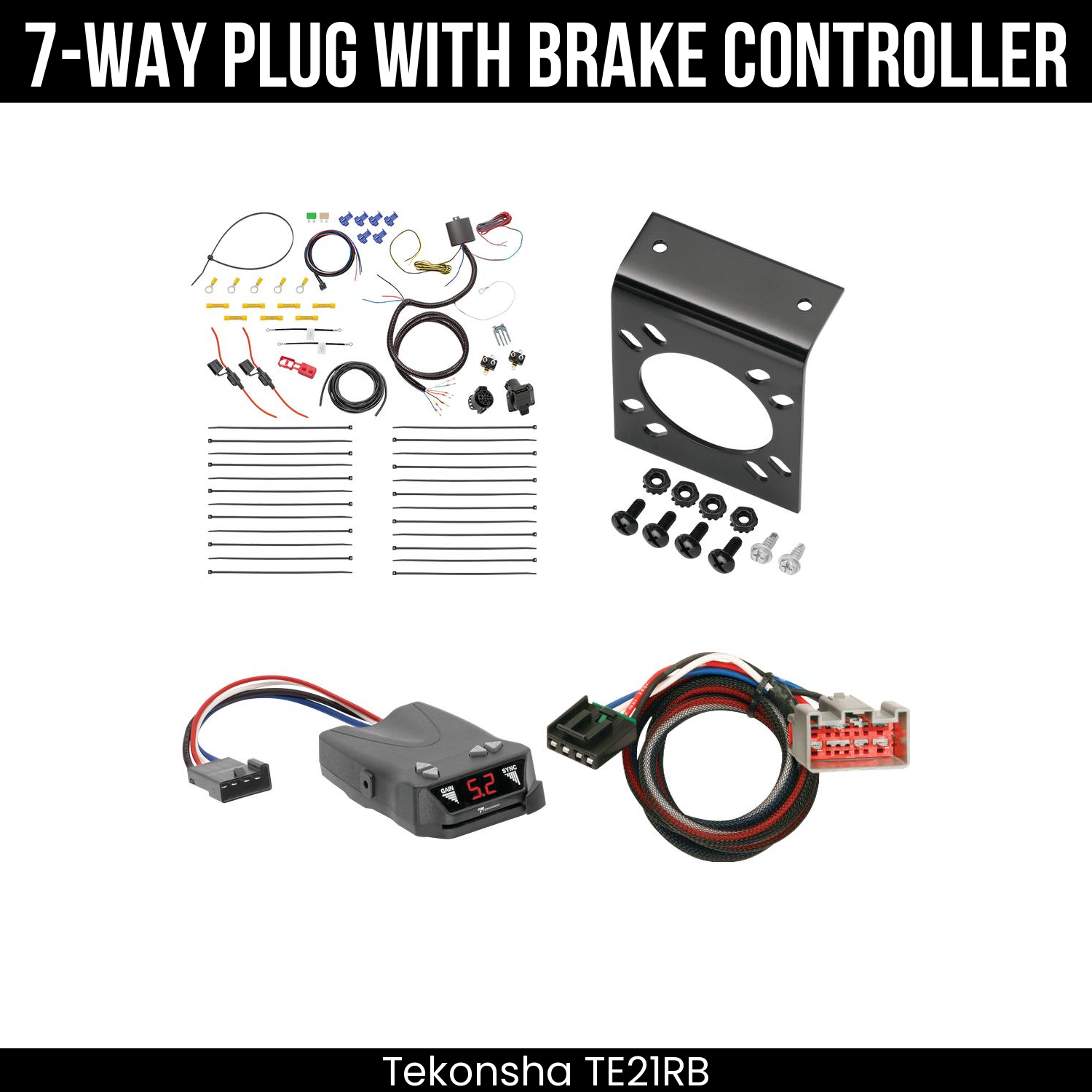 Trailer Wiring 7-Way Plug w/ Bracket , Tekonsha Brakeman IV Brake Control
