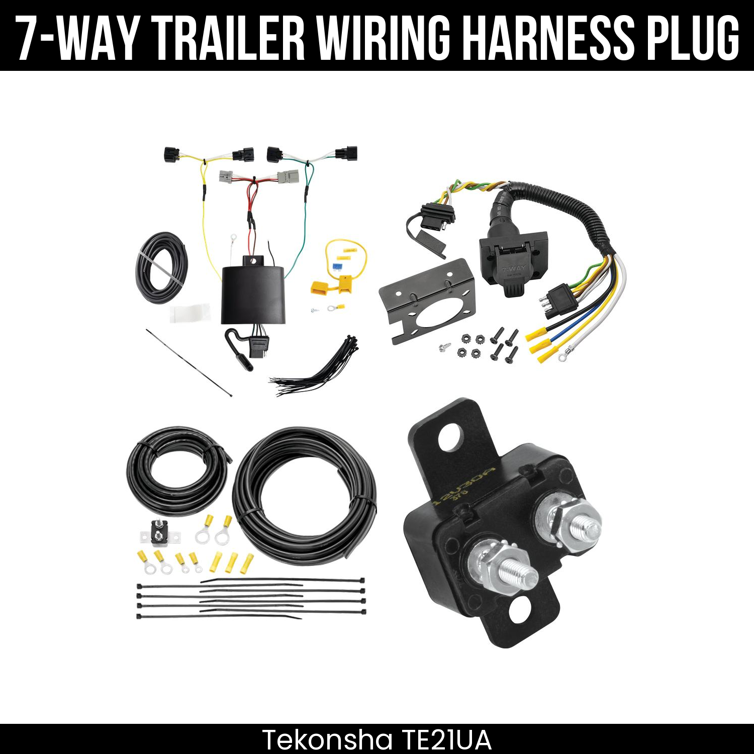 Trailer Wiring 7-Way Plug w/ Bracket