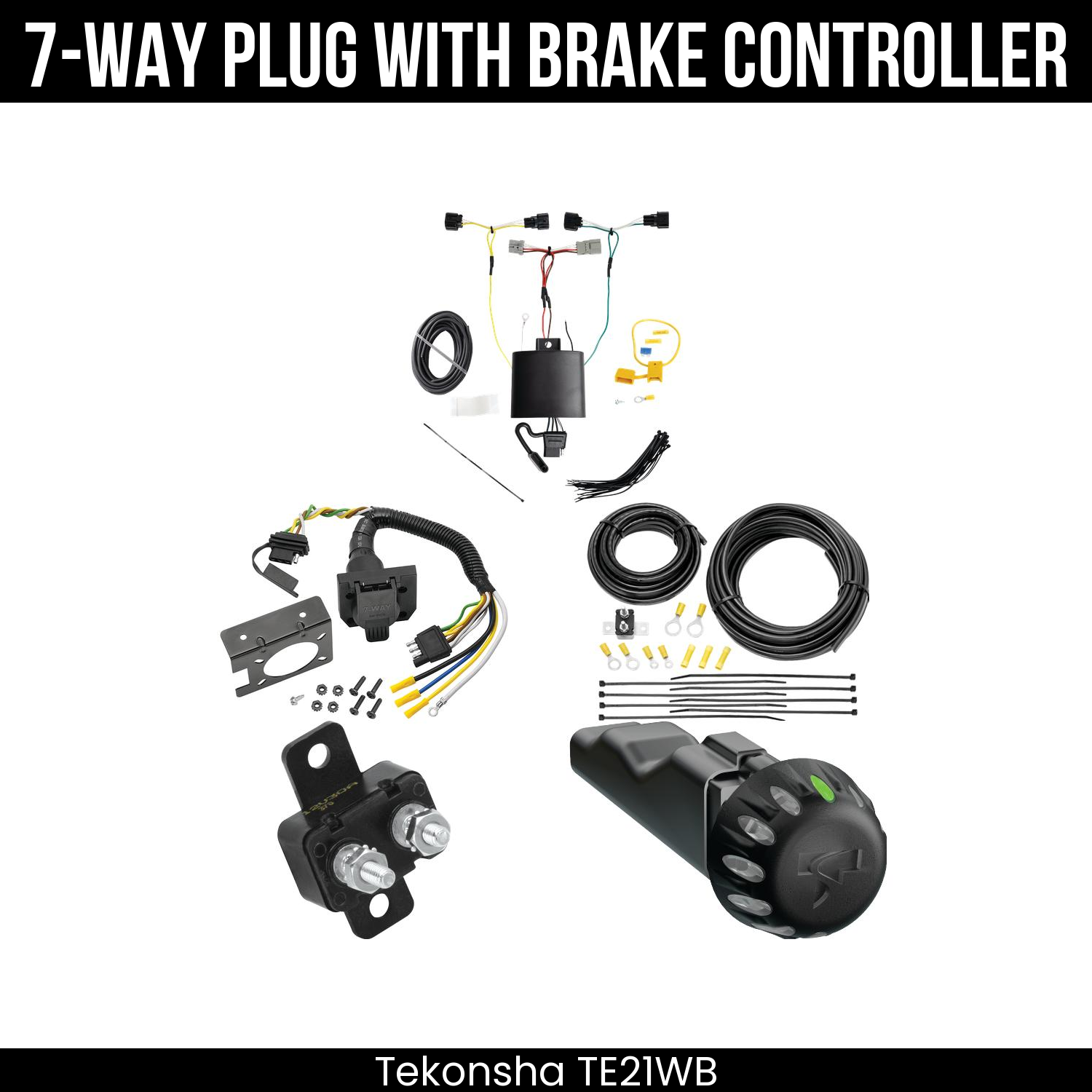 Trailer Wiring 7-Way Plug w/ Bracket , Tekonsha Voyager iD Smart Brake Control