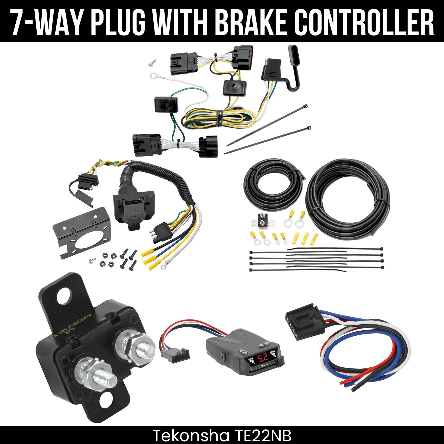 Trailer Wiring 7-Way Plug w/ Bracket , Tekonsha Brakeman IV Brake Control