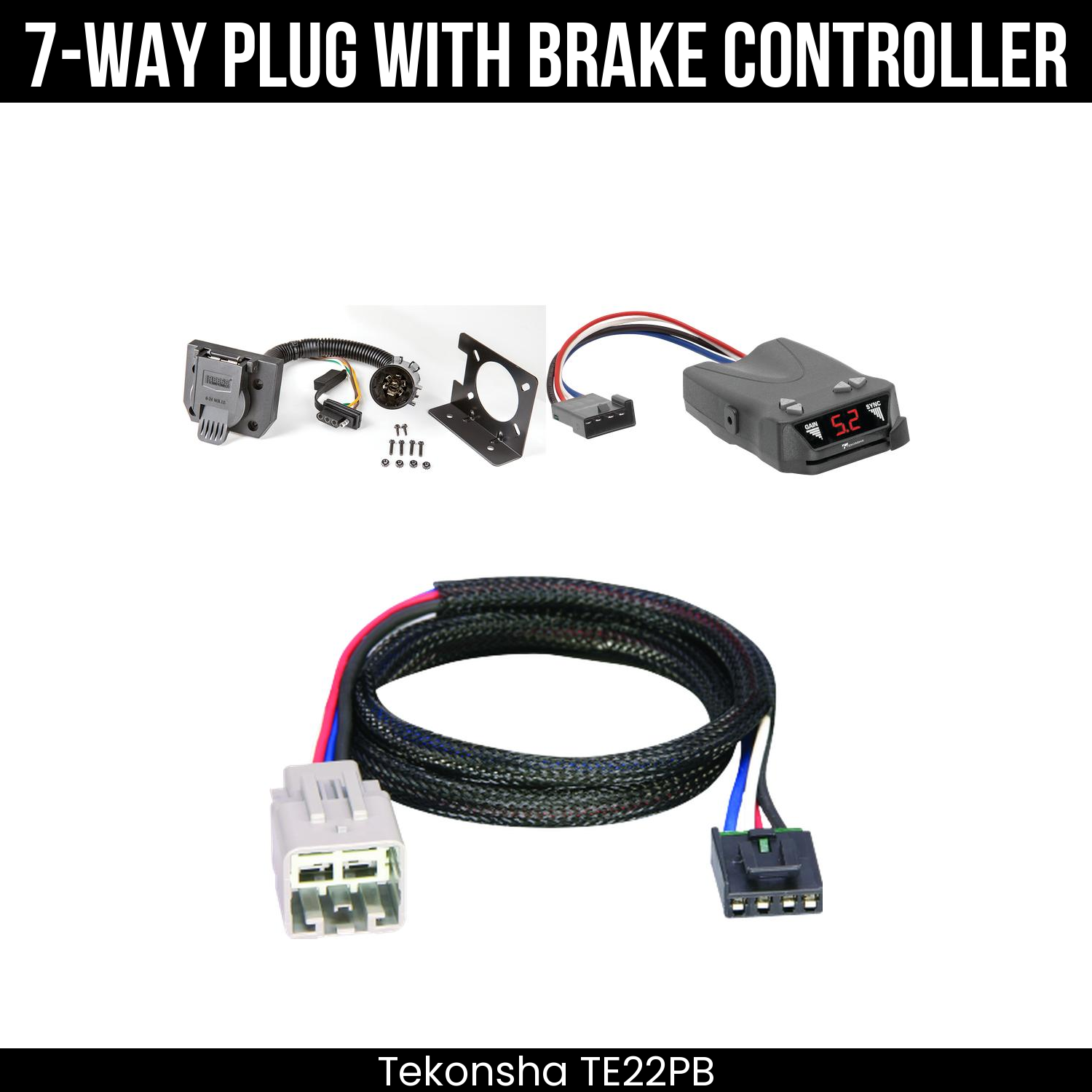 Trailer Wiring 7-Way Plug w/ Bracket , Tekonsha Brakeman IV Brake Control