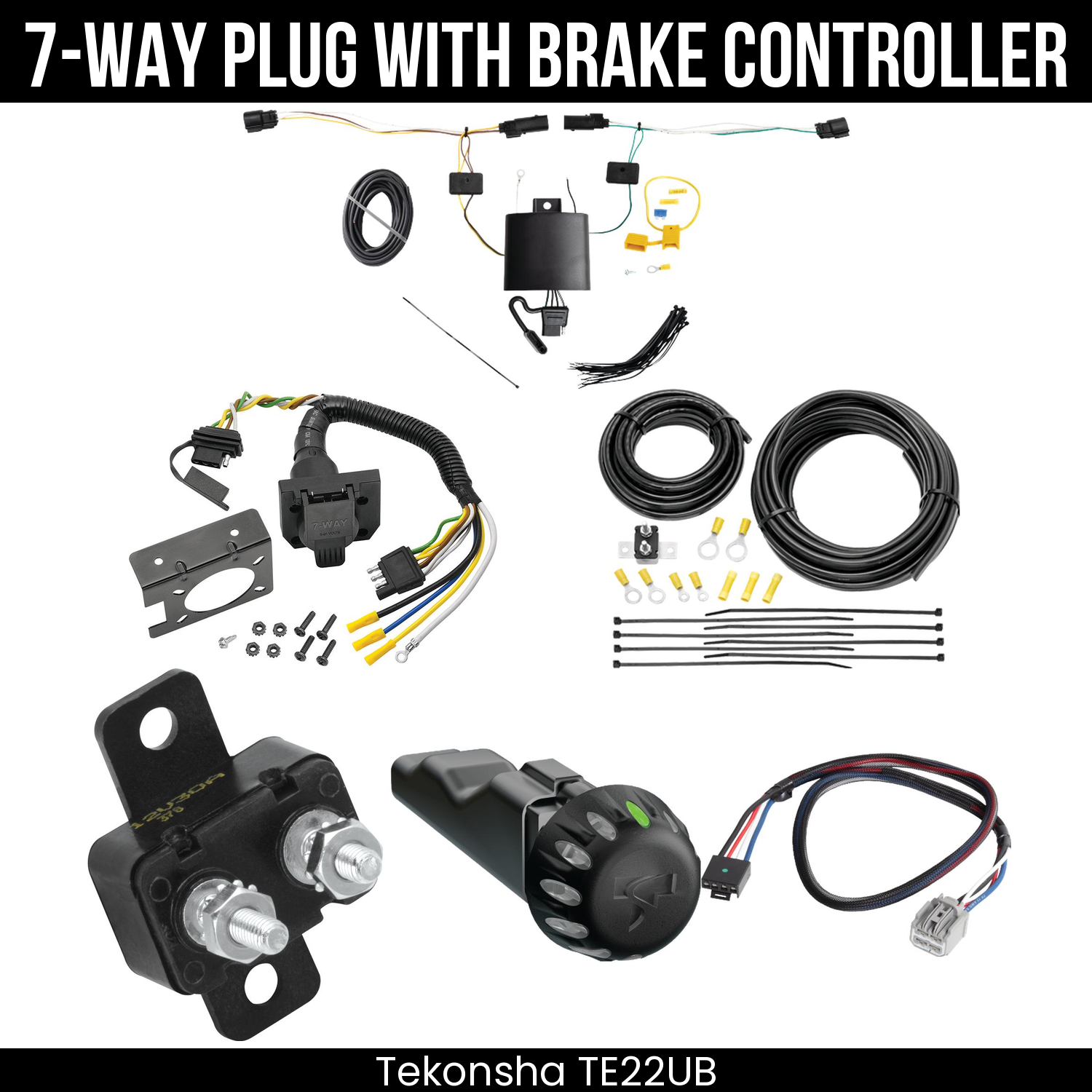Trailer Wiring 7-Way Plug w/ Bracket , Tekonsha Voyager iD Smart Brake Control