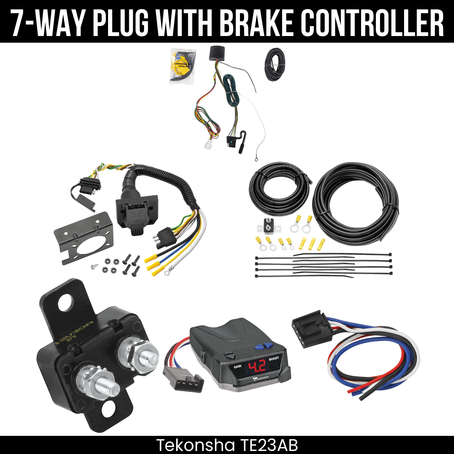 Trailer Wiring 7-Way Plug w/ Bracket , Tekonsha Brake EVN Control