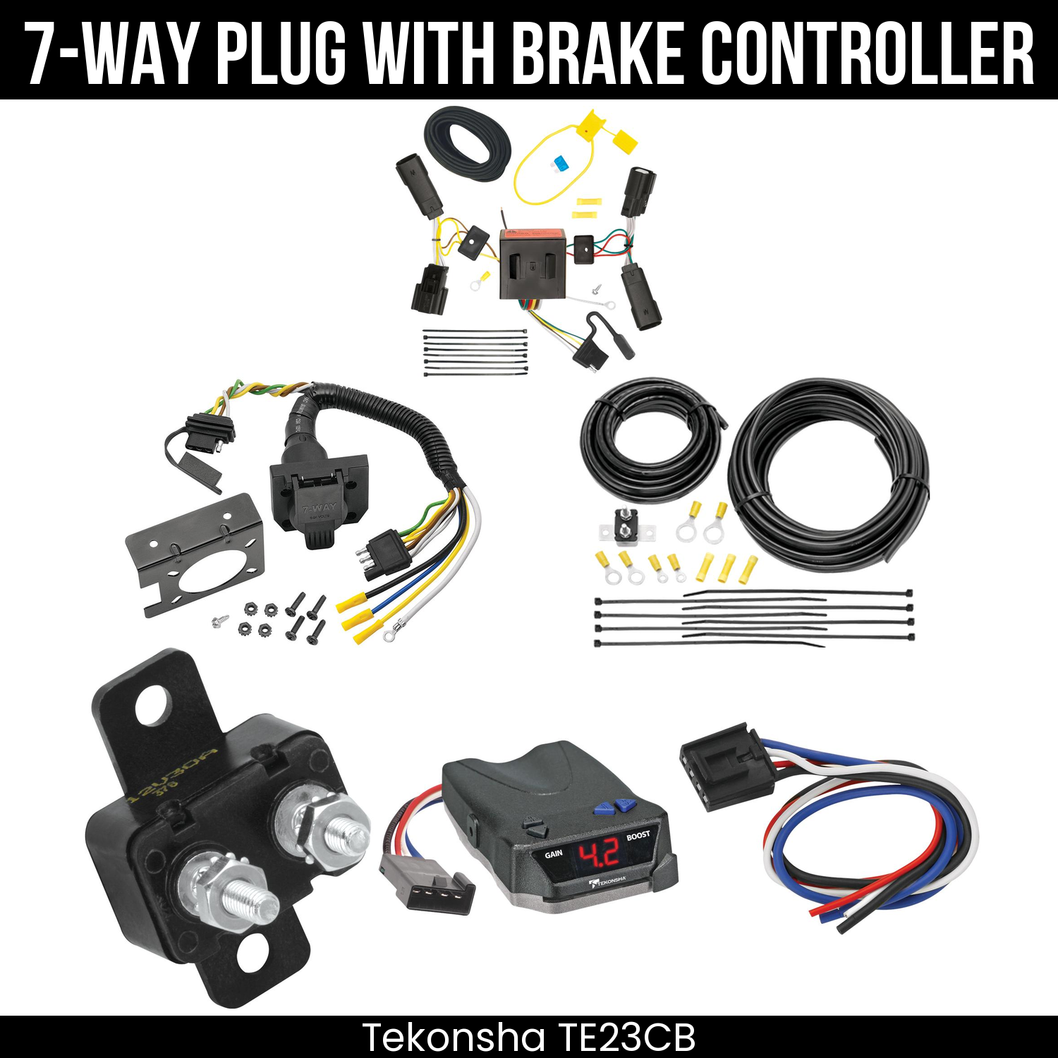 Trailer Wiring 7-Way Plug w/ Bracket , Tekonsha Brake EVN Control