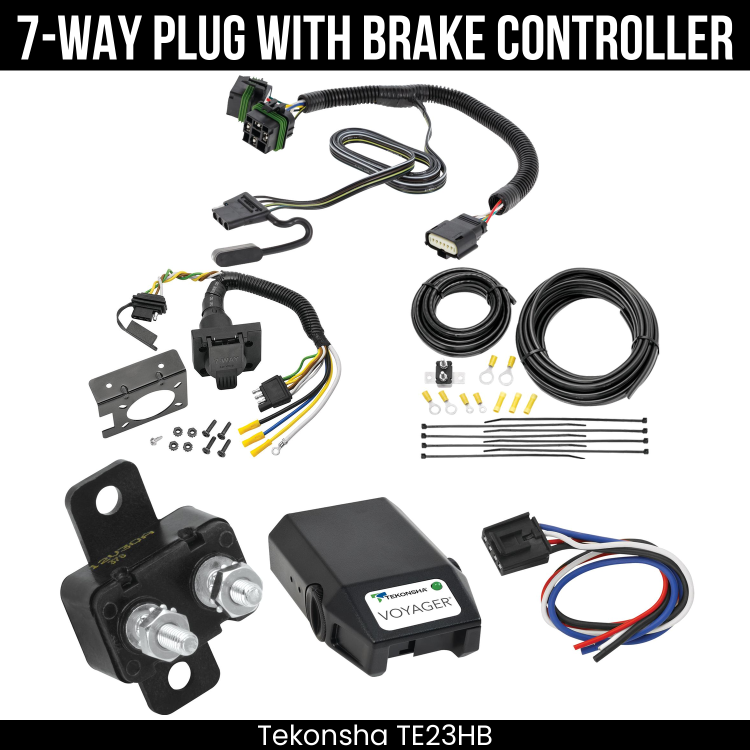 Trailer Wiring 7-Way Plug w/ Bracket , Tekonsha Voyager Brake Control