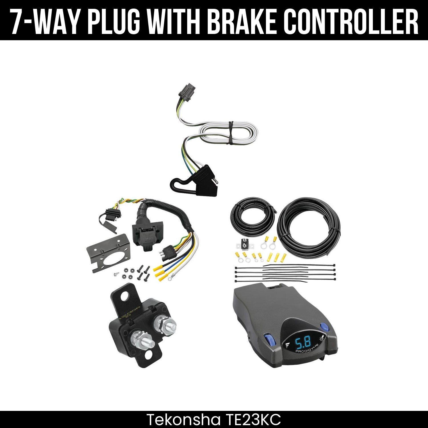 Trailer Wiring 7-Way Plug w/ Bracket , Tekonsha Prodigy P2 Brake Control