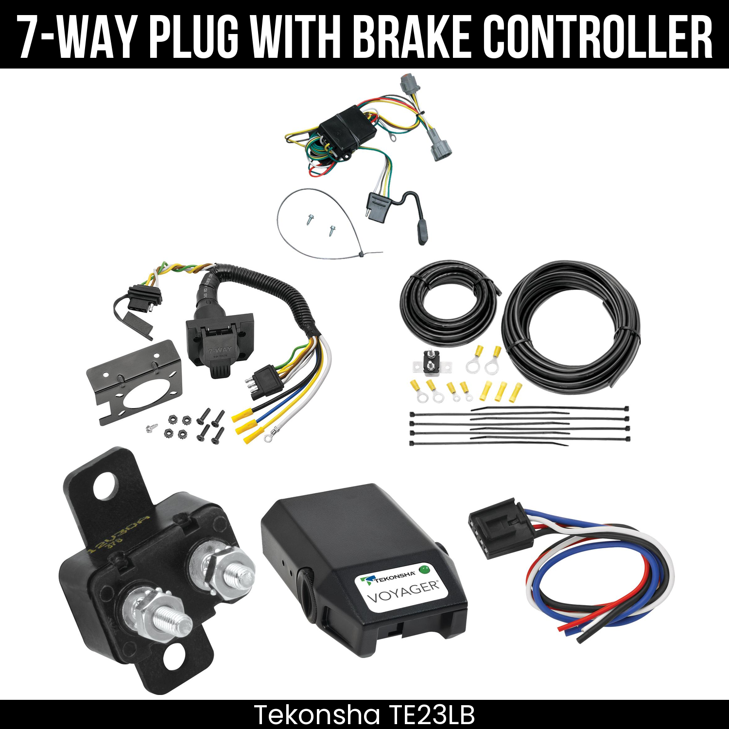 Trailer Wiring 7-Way Plug w/ Bracket , Tekonsha Voyager Brake Control